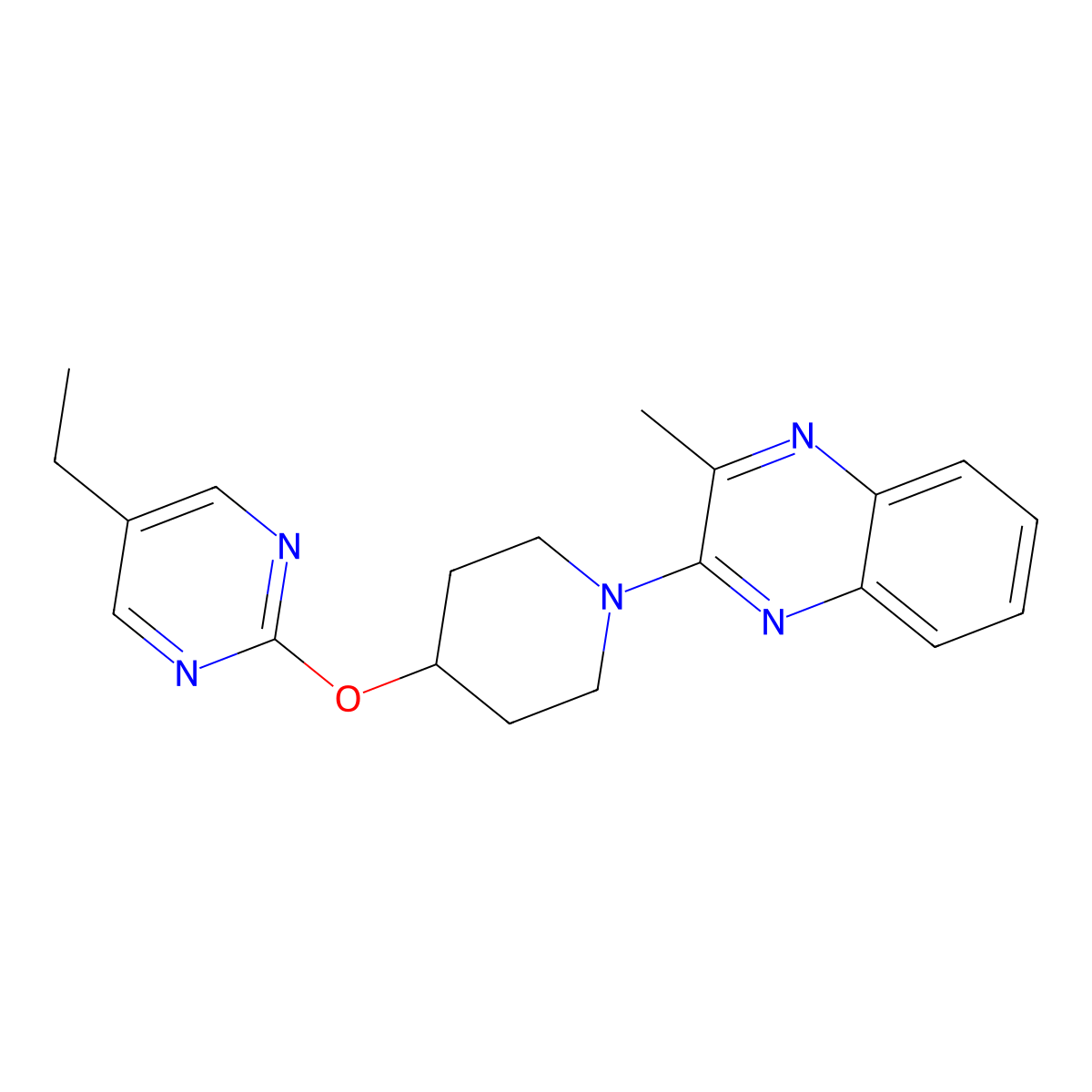 2-{4-[(5-Ethylpyrimidin-2-yl)oxy]piperidin-1-yl}-3-methylquinoxaline molecular structure, CAS 2380078-18-0