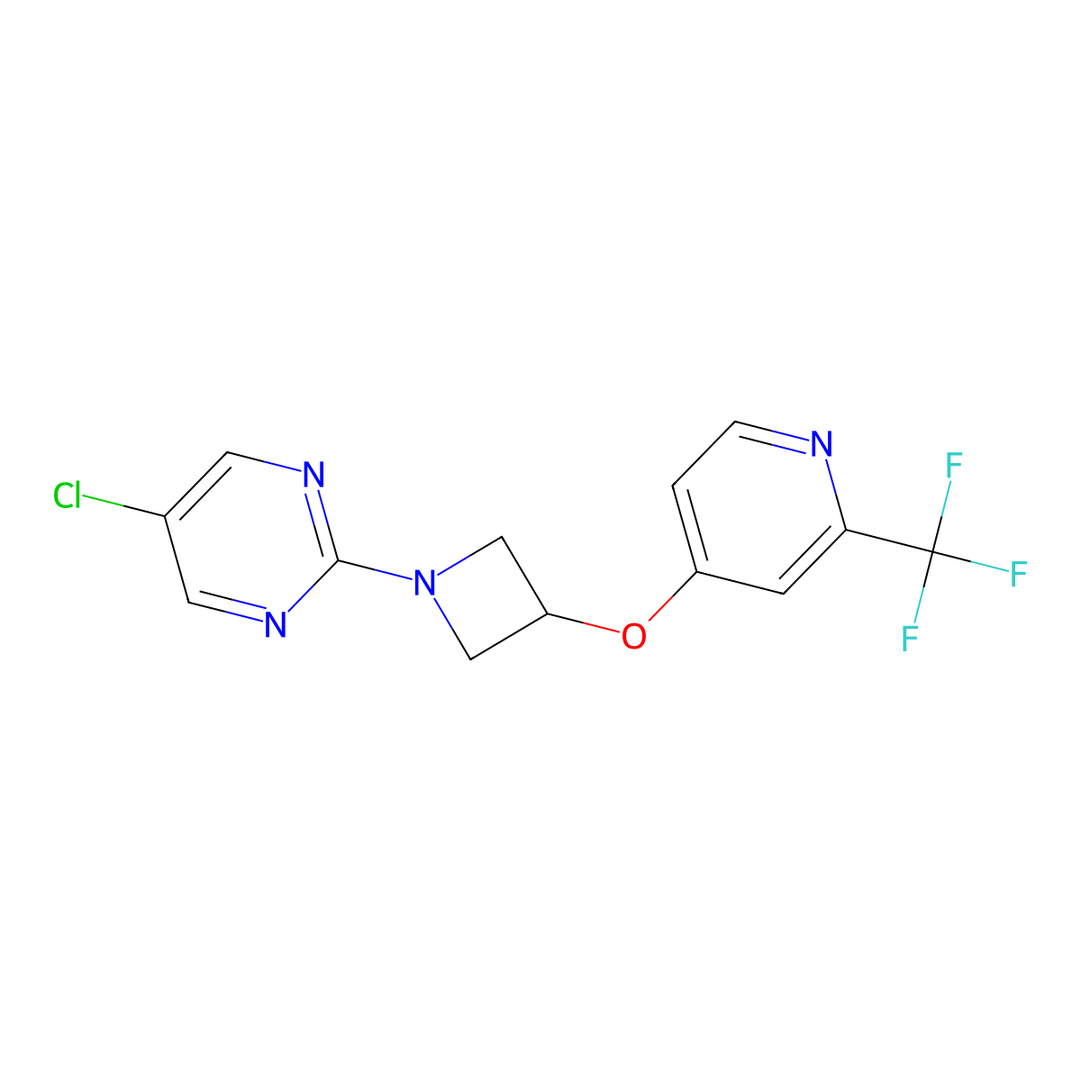 5-Chloro-2-(3-{[2-(trifluoromethyl)pyridin-4-yl]oxy}azetidin-1-yl)pyrimidine molecular structure, CAS 2380078-22-6