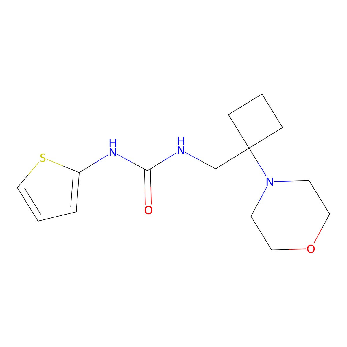 3-{[1-(Morpholin-4-yl)cyclobutyl]methyl}-1-(thiophen-2-yl)urea molecular structure, CAS 2380078-23-7