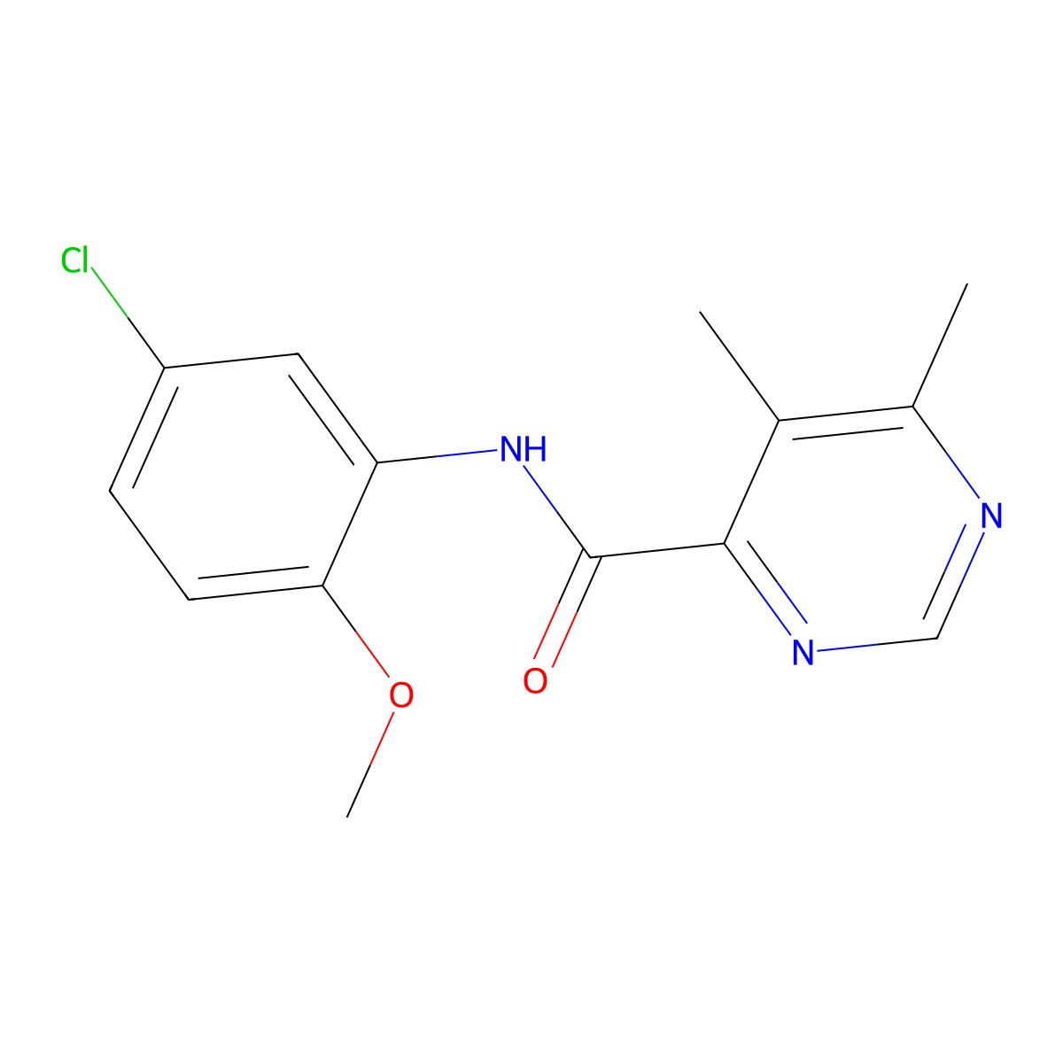 N-(5-Chloro-2-methoxyphenyl)-5,6-dimethylpyrimidine-4-carboxamide molecular structure, CAS 2380078-24-8