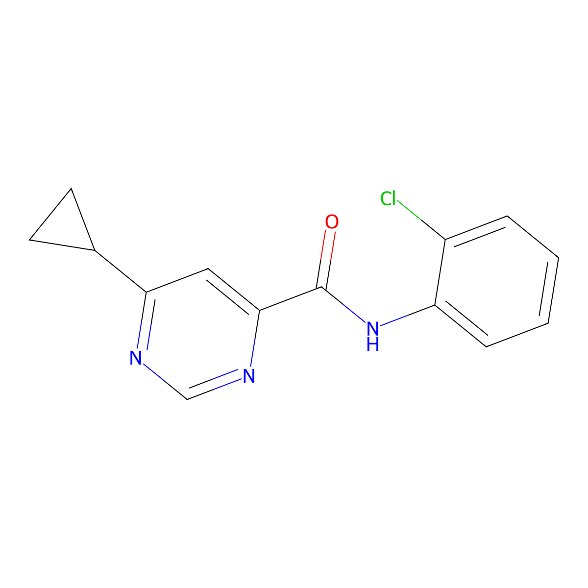 N-(2-Chlorophenyl)-6-cyclopropylpyrimidine-4-carboxamide molecular structure, CAS 2380078-34-0