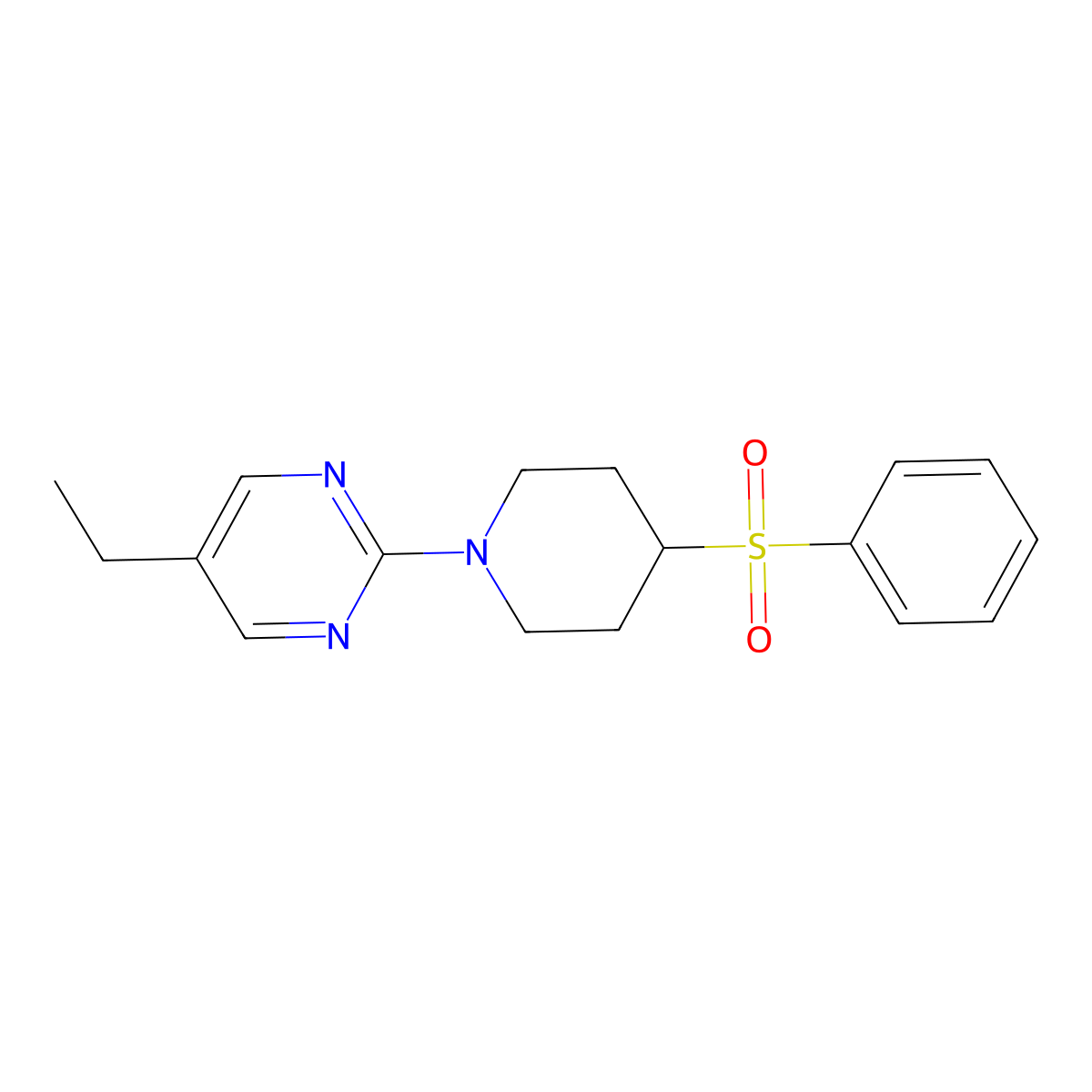 2-[4-(Benzenesulfonyl)piperidin-1-yl]-5-ethylpyrimidine molecular structure, CAS 2380078-41-9
