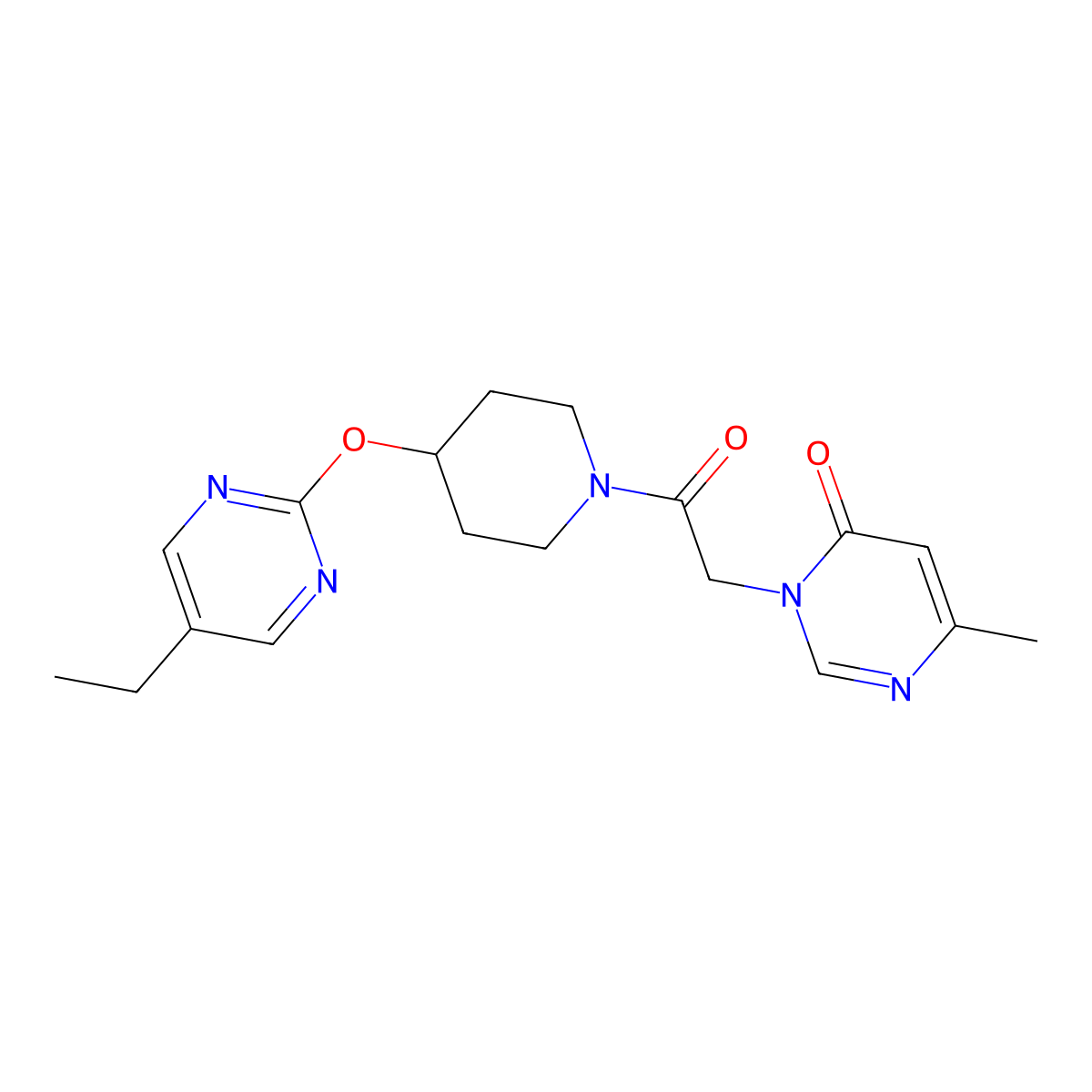 3-(2-{4-[(5-Ethylpyrimidin-2-yl)oxy]piperidin-1-yl}-2-oxoethyl)-6-methyl-3,4-dihydropyrimidin-4-one molecular structure, CAS 2380078-42-0