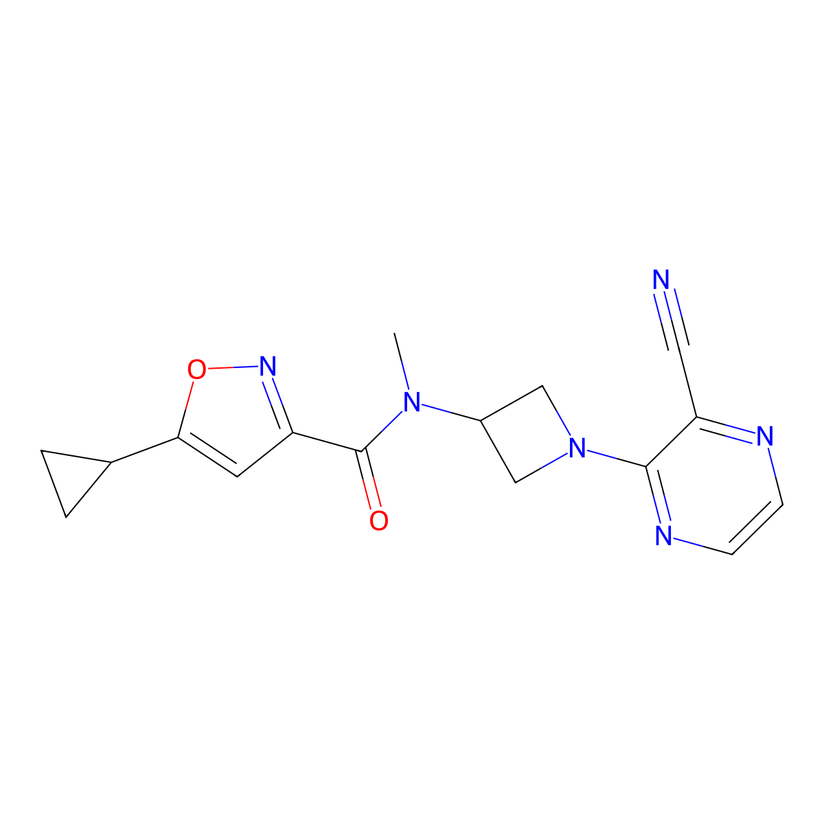 N-[1-(3-Cyanopyrazin-2-yl)azetidin-3-yl]-5-cyclopropyl-N-methyl-1,2-oxazole-3-carboxamide molecular structure, CAS 2380078-44-2