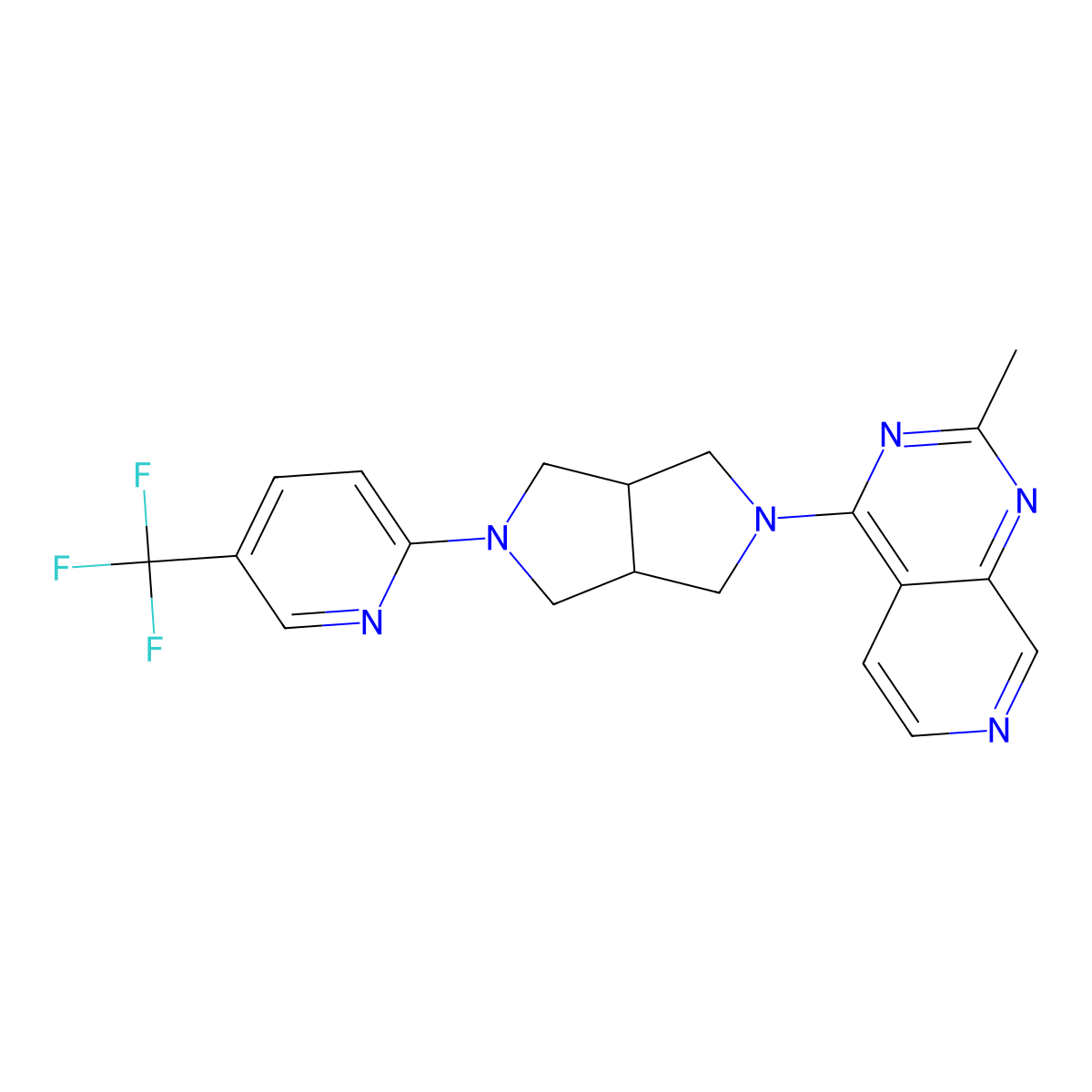 2-(5-{2-Methylpyrido[3,4-d]pyrimidin-4-yl}-octahydropyrrolo[3,4-c]pyrrol-2-yl)-5-(trifluoromethyl)pyridine molecular structure, CAS 2380078-54-4