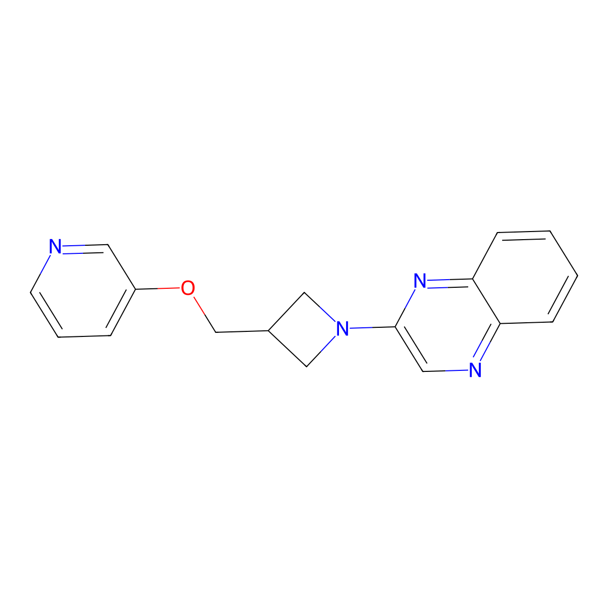 2-{3-[(Pyridin-3-yloxy)methyl]azetidin-1-yl}quinoxaline molecular structure, CAS 2380078-60-2