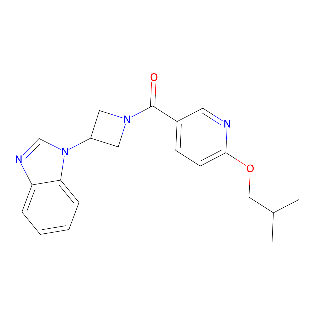1-{1-[6-(2-methylpropoxy)pyridine-3-carbonyl]azetidin-3-yl}-1H-1,3-benzodiazole molecular structure, CAS 2380078-62-4