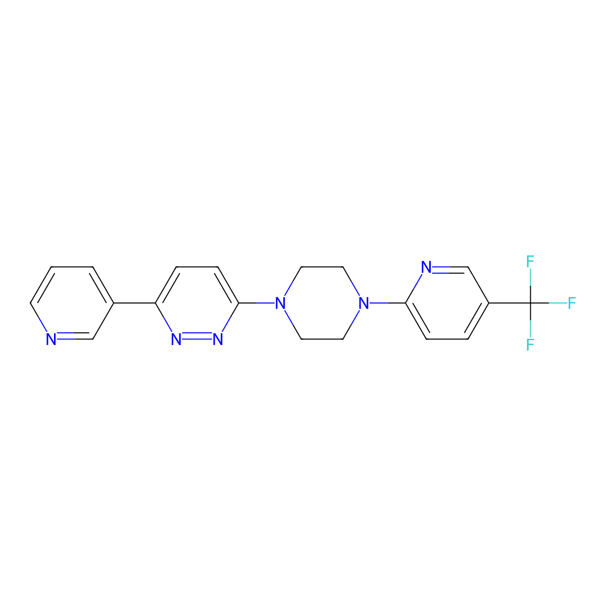 3-(Pyridin-3-yl)-6-{4-[5-(trifluoromethyl)pyridin-2-yl]piperazin-1-yl}pyridazine molecular structure, CAS 2380078-65-7