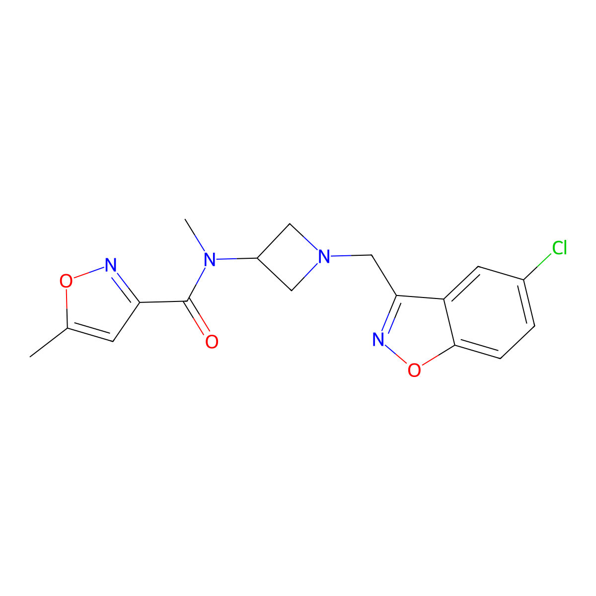 N-{1-[(5-chloro-1,2-benzoxazol-3-yl)methyl]azetidin-3-yl}-N,5-dimethyl-1,2-oxazole-3-carboxamide molecular structure, CAS 2380078-70-4