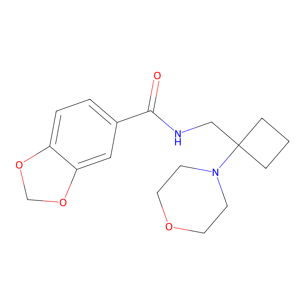 N-{[1-(morpholin-4-yl)cyclobutyl]methyl}-2H-1,3-benzodioxole-5-carboxamide molecular structure, CAS 2380078-71-5