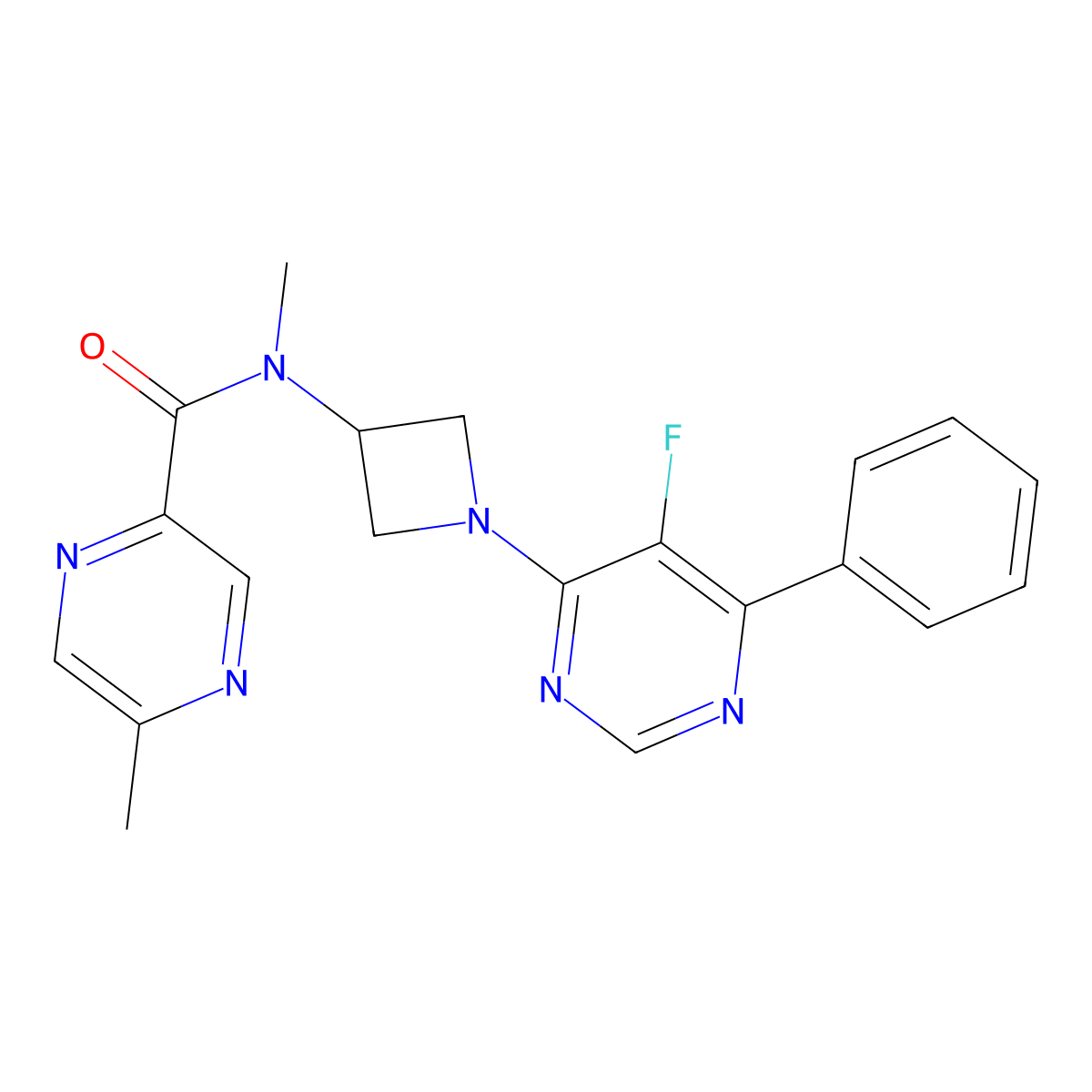 N-[1-(5-Fluoro-6-phenylpyrimidin-4-yl)azetidin-3-yl]-N,5-dimethylpyrazine-2-carboxamide molecular structure, CAS 2380078-72-6