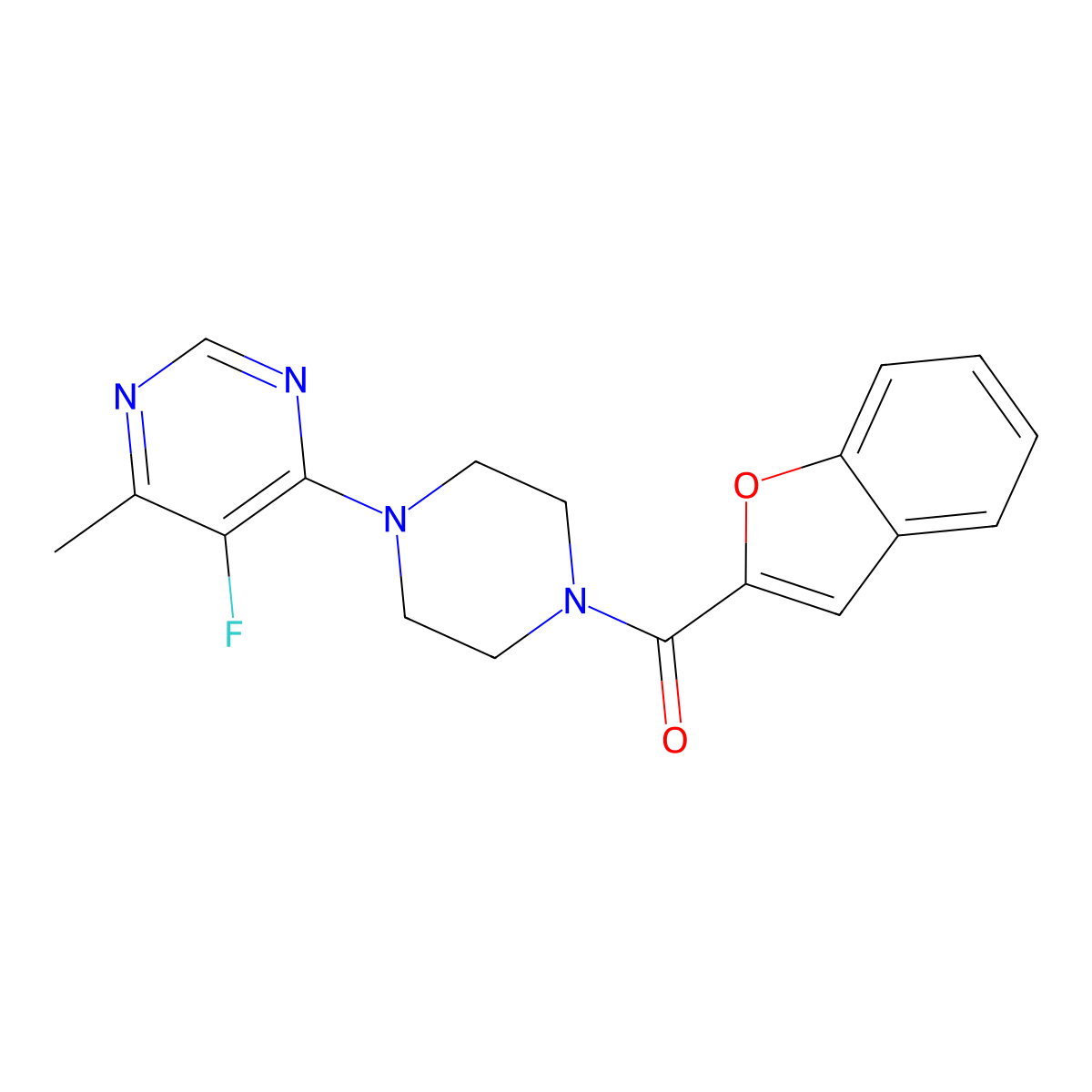 4-[4-(1-Benzofuran-2-carbonyl)piperazin-1-yl]-5-fluoro-6-methylpyrimidine molecular structure, CAS 2380078-74-8
