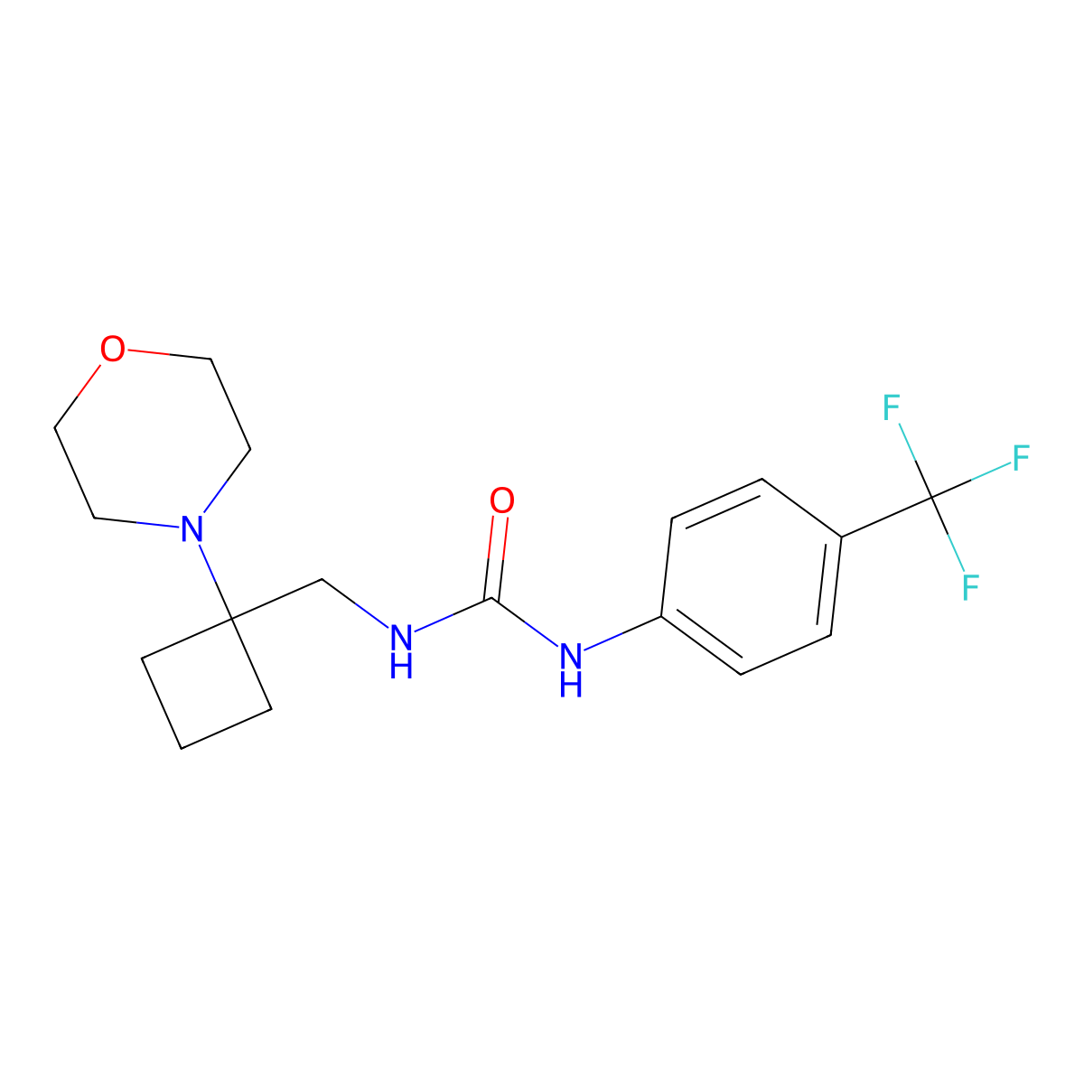 3-{[1-(Morpholin-4-yl)cyclobutyl]methyl}-1-[4-(trifluoromethyl)phenyl]urea molecular structure, CAS 2380078-85-1