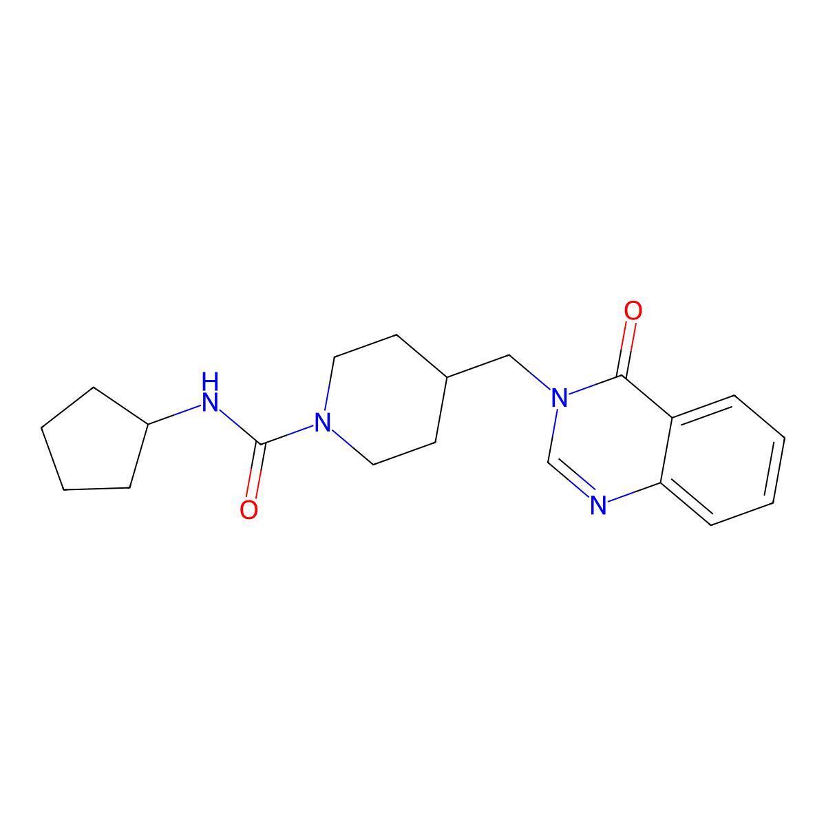 N-cyclopentyl-4-[(4-oxo-3,4-dihydroquinazolin-3-yl)methyl]piperidine-1-carboxamide molecular structure, CAS 2380078-86-2