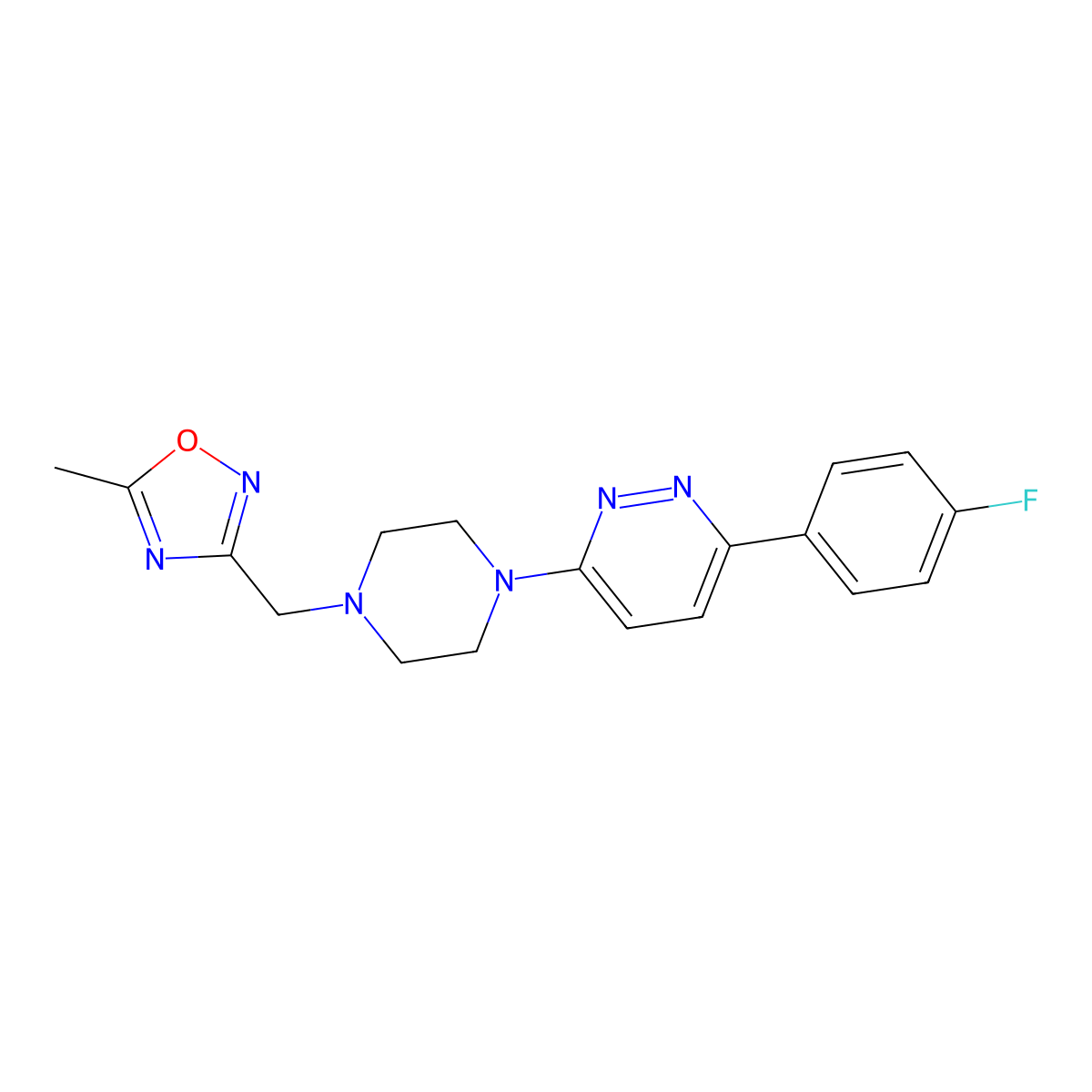 3-(4-Fluorophenyl)-6-{4-[(5-methyl-1,2,4-oxadiazol-3-yl)methyl]piperazin-1-yl}pyridazine molecular structure, CAS 2380078-91-9