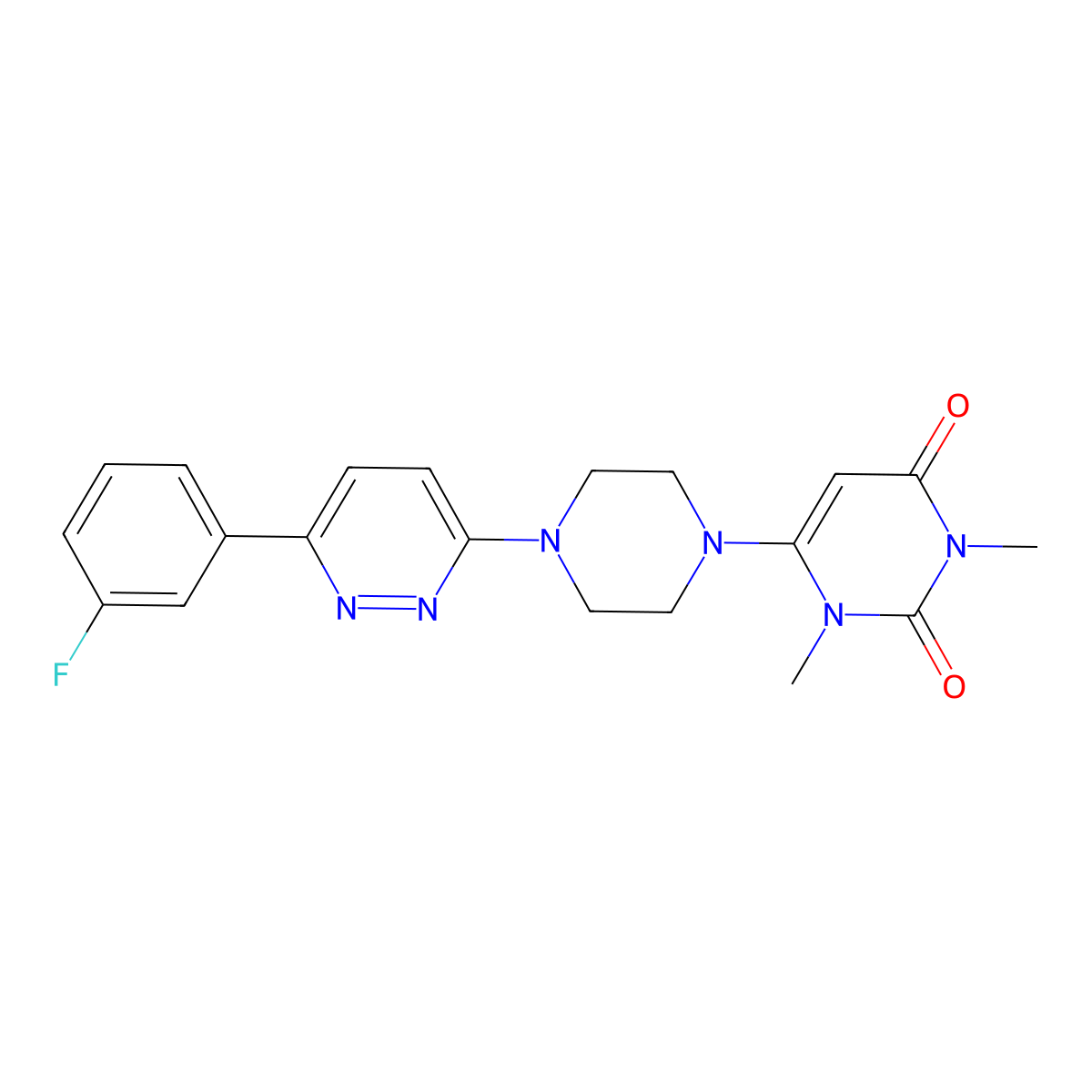 6-{4-[6-(3-Fluorophenyl)pyridazin-3-yl]piperazin-1-yl}-1,3-dimethyl-1,2,3,4-tetrahydropyrimidine-2,4-dione molecular structure, CAS 2380078-92-0