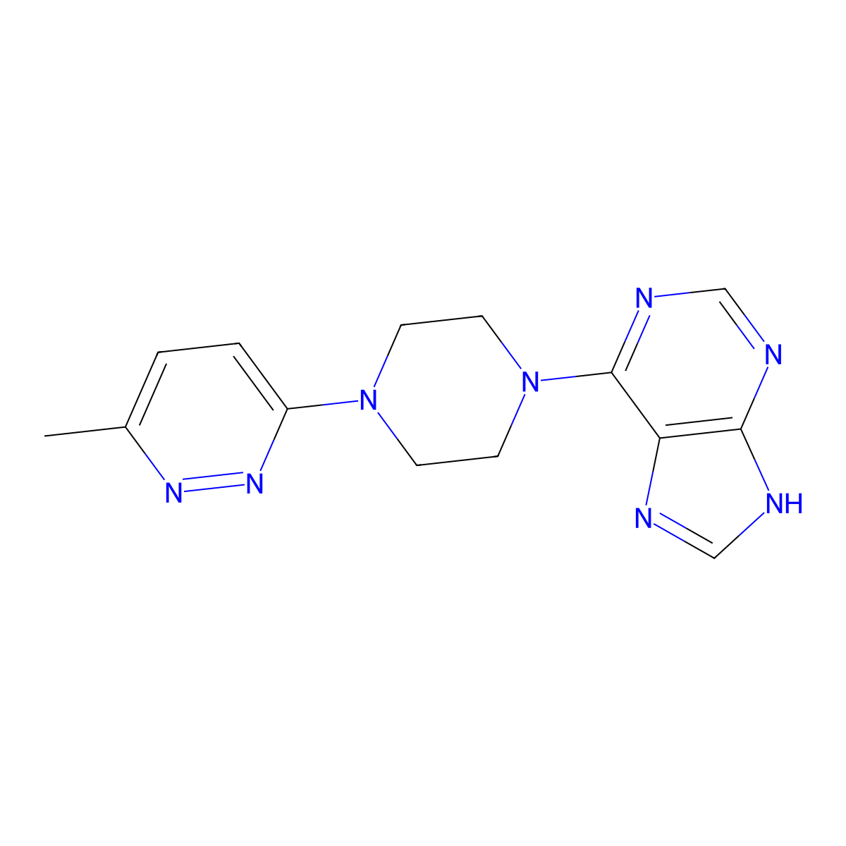 6-[4-(6-methylpyridazin-3-yl)piperazin-1-yl]-9H-purine molecular structure, CAS 2380078-93-1