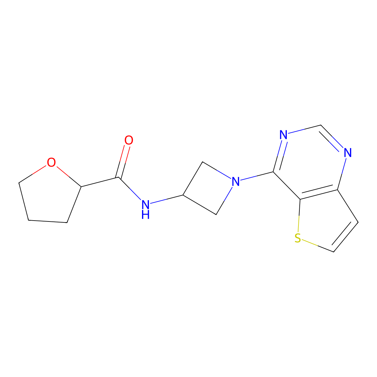 N-(1-{thieno[3,2-d]pyrimidin-4-yl}azetidin-3-yl)oxolane-2-carboxamide molecular structure, CAS 2380078-95-3