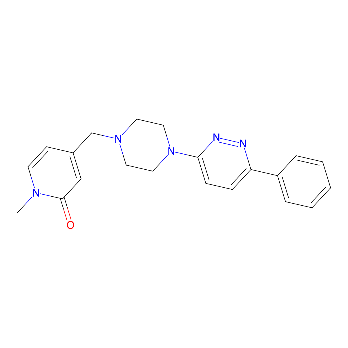 1-Methyl-4-{[4-(6-phenylpyridazin-3-yl)piperazin-1-yl]methyl}-1,2-dihydropyridin-2-one molecular structure, CAS 2380078-97-5