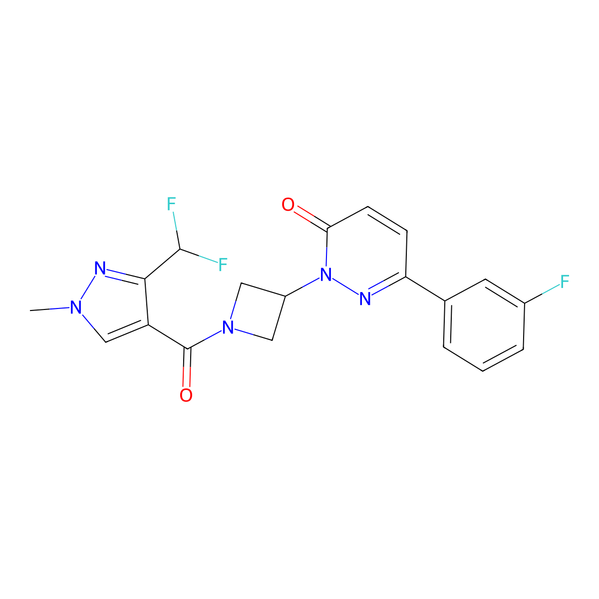 2-{1-[3-(difluoromethyl)-1-methyl-1H-pyrazole-4-carbonyl]azetidin-3-yl}-6-(3-fluorophenyl)-2,3-dihydropyridazin-3-one molecular structure, CAS 2380078-98-6
