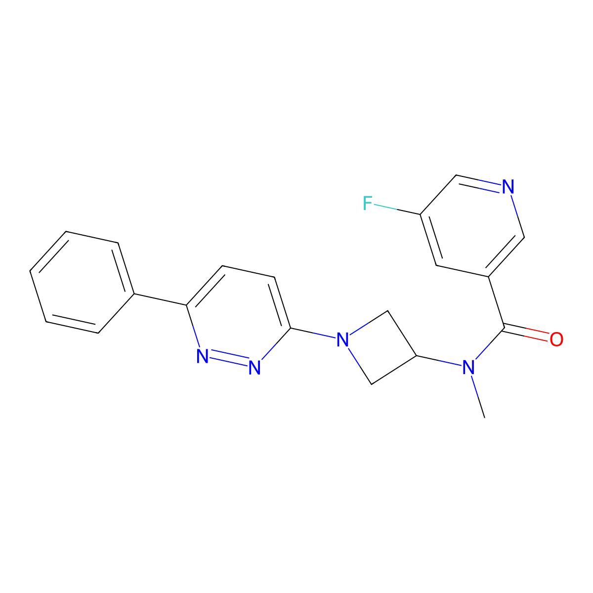 5-Fluoro-N-methyl-N-[1-(6-phenylpyridazin-3-yl)azetidin-3-yl]pyridine-3-carboxamide molecular structure, CAS 2380079-07-0