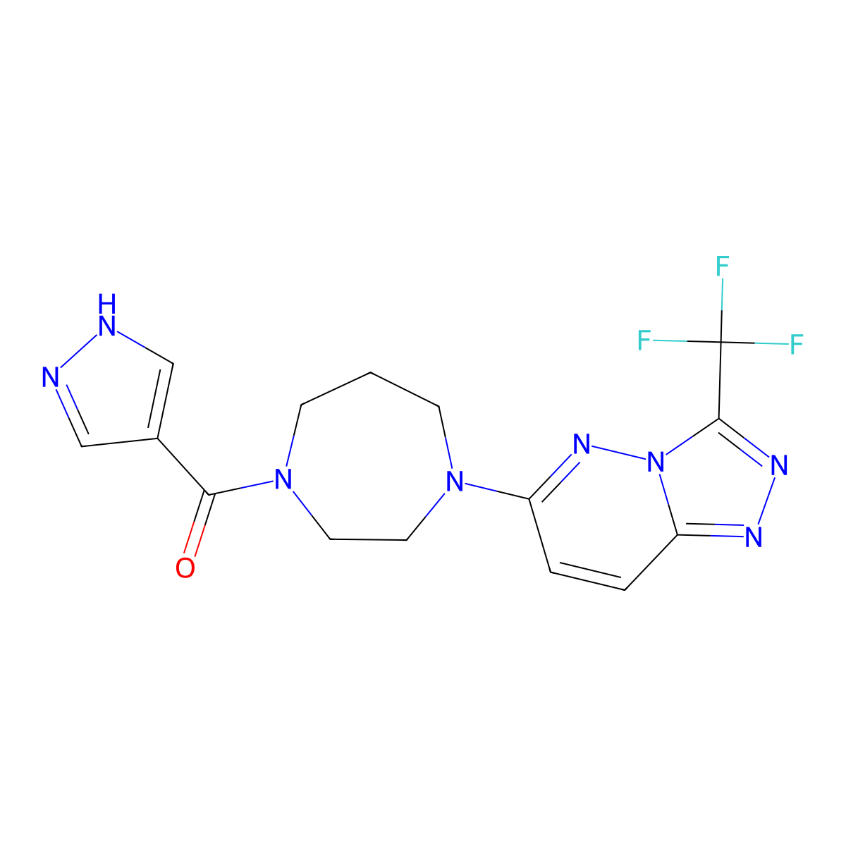 1-(1H-pyrazole-4-carbonyl)-4-[3-(trifluoromethyl)-[1,2,4]triazolo[4,3-b]pyridazin-6-yl]-1,4-diazepane molecular structure, CAS 2380079-08-1