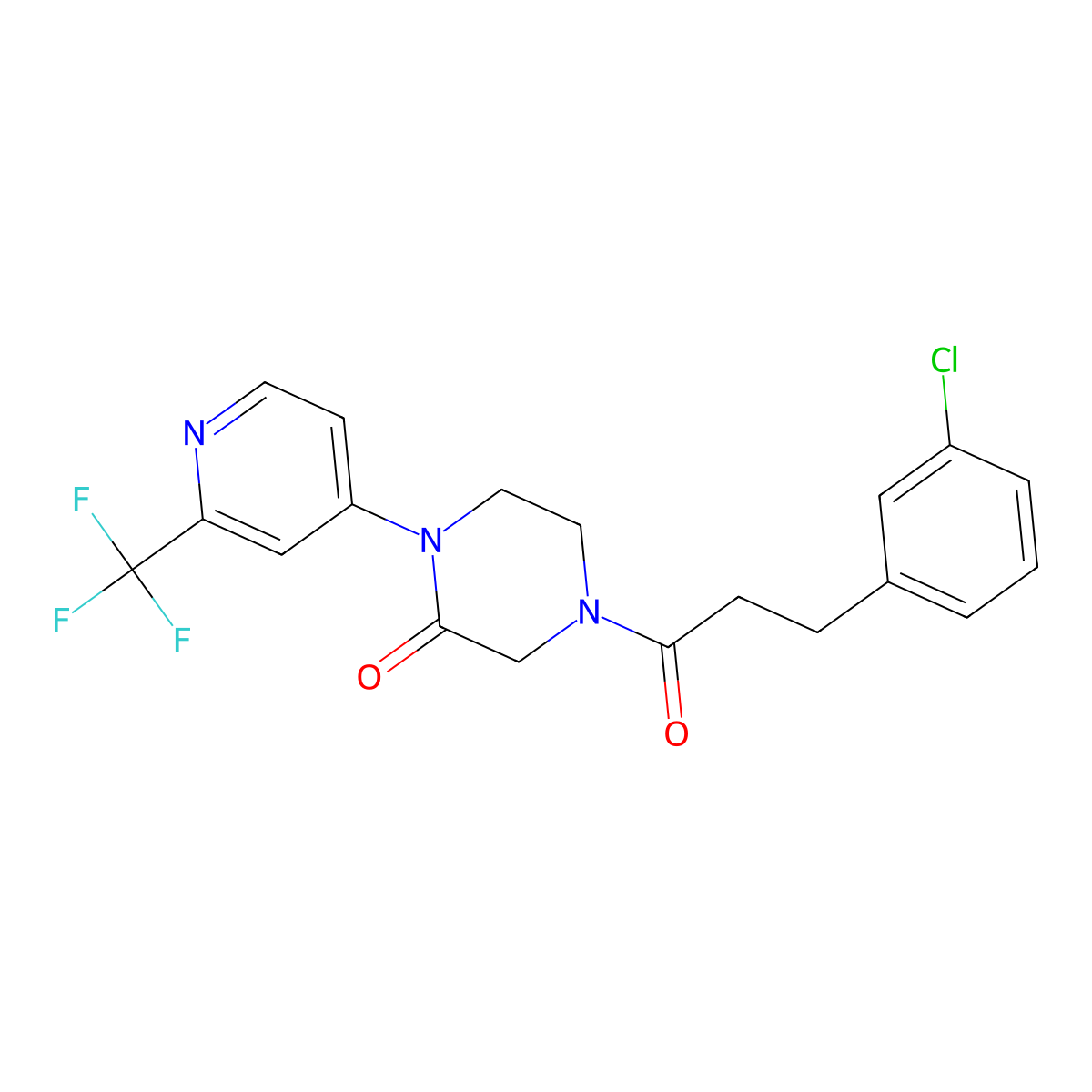 4-[3-(3-Chlorophenyl)propanoyl]-1-[2-(trifluoromethyl)pyridin-4-yl]piperazin-2-one molecular structure, CAS 2380079-09-2