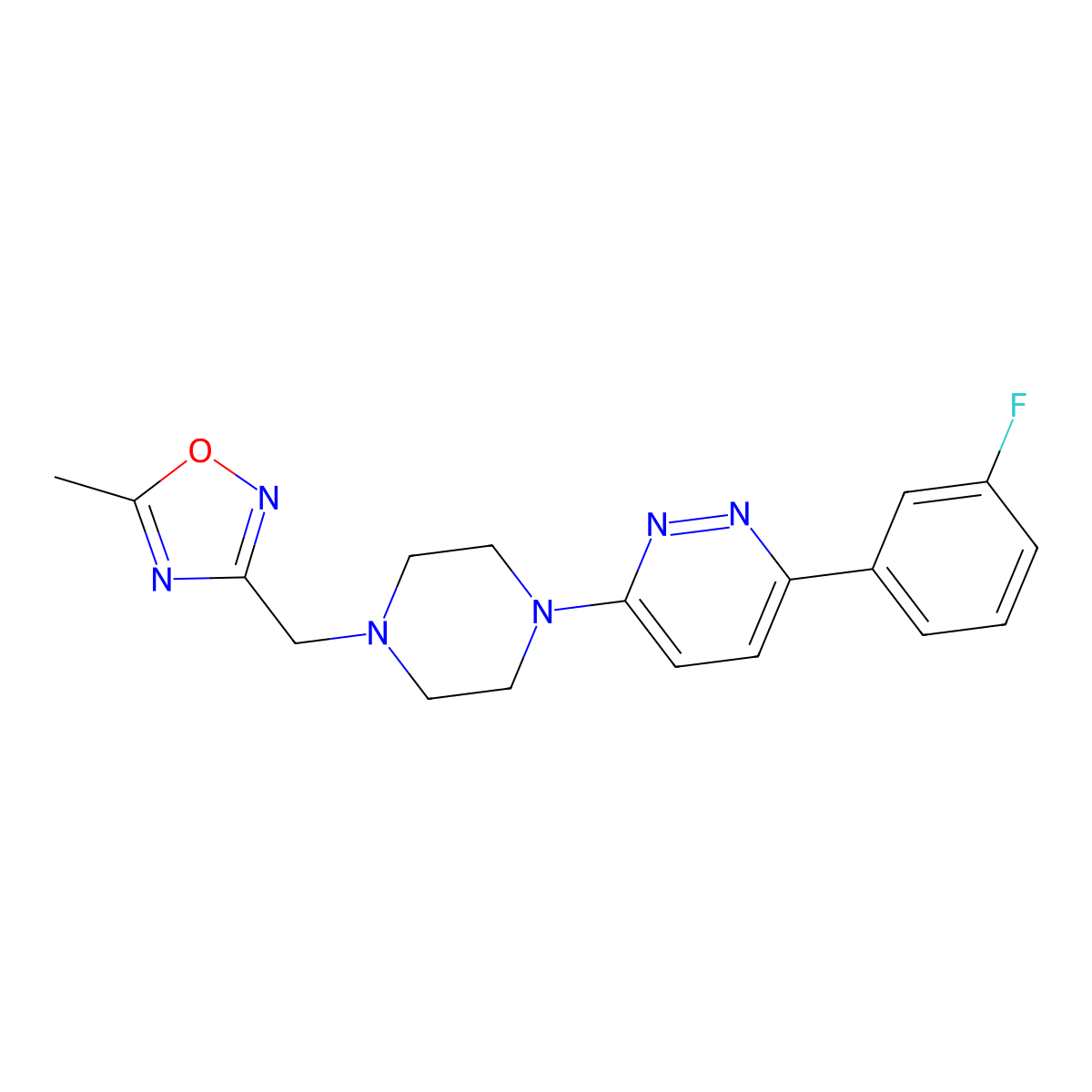 3-(3-Fluorophenyl)-6-{4-[(5-methyl-1,2,4-oxadiazol-3-yl)methyl]piperazin-1-yl}pyridazine molecular structure, CAS 2380079-10-5