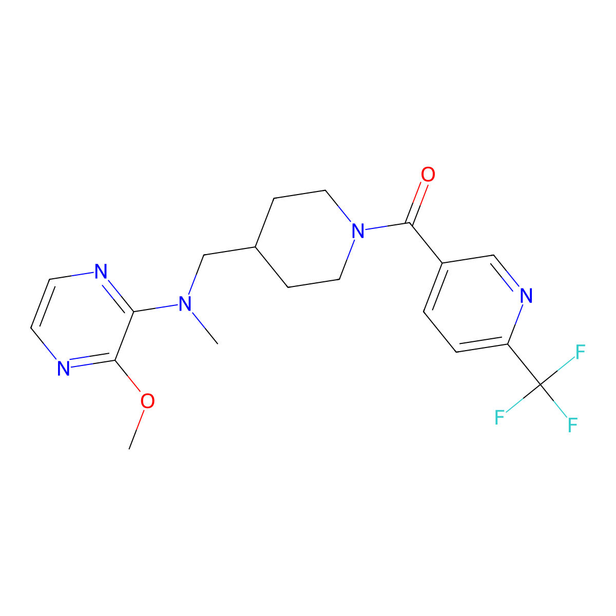 3-methoxy-N-methyl-N-({1-[6-(trifluoromethyl)pyridine-3-carbonyl]piperidin-4-yl}methyl)pyrazin-2-amine molecular structure, CAS 2380079-12-7