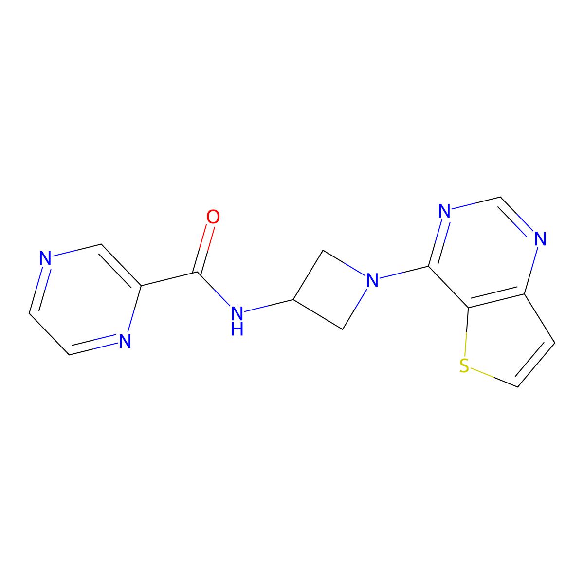 N-(1-{thieno[3,2-d]pyrimidin-4-yl}azetidin-3-yl)pyrazine-2-carboxamide molecular structure, CAS 2380079-16-1