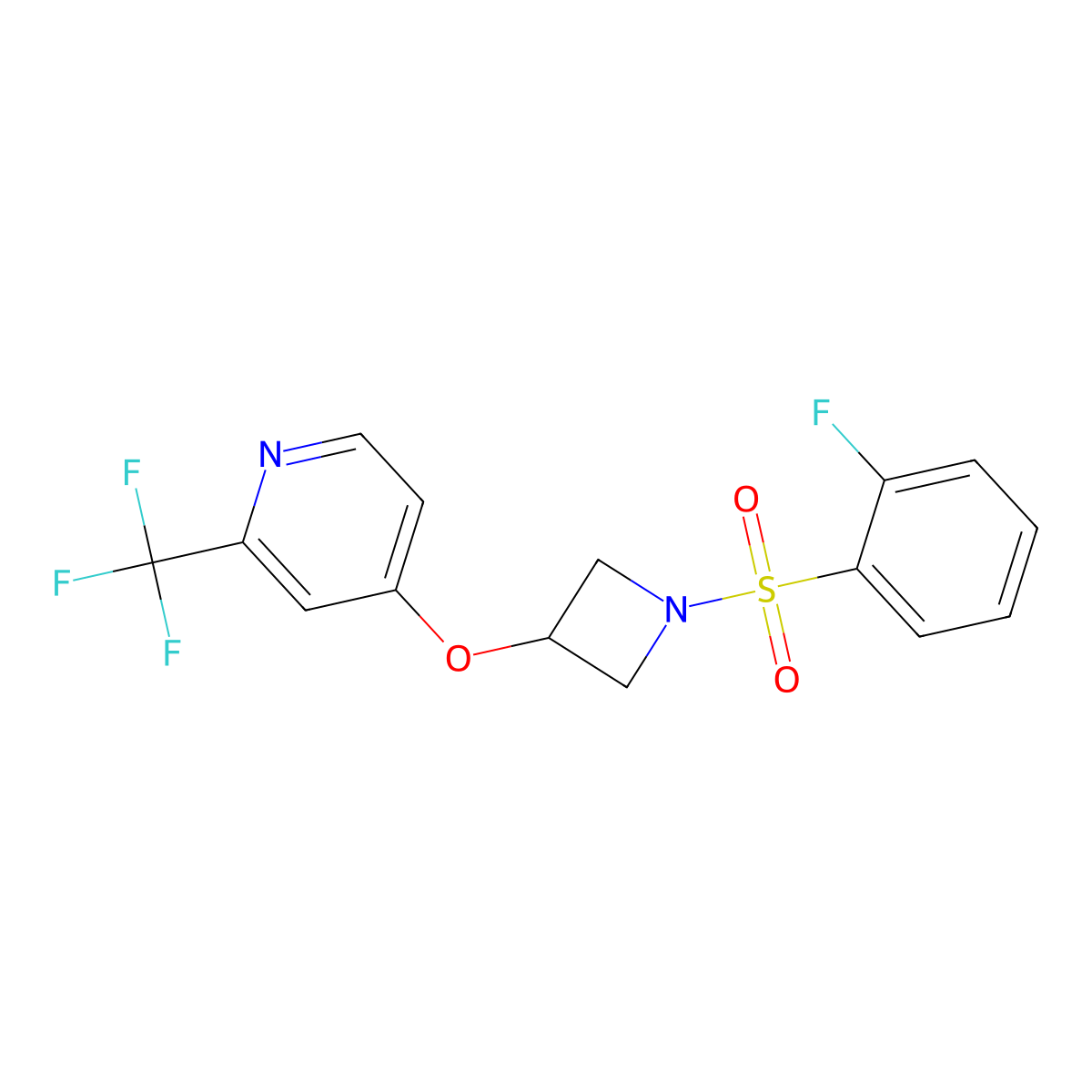4-{[1-(2-Fluorobenzenesulfonyl)azetidin-3-yl]oxy}-2-(trifluoromethyl)pyridine molecular structure, CAS 2380079-21-8