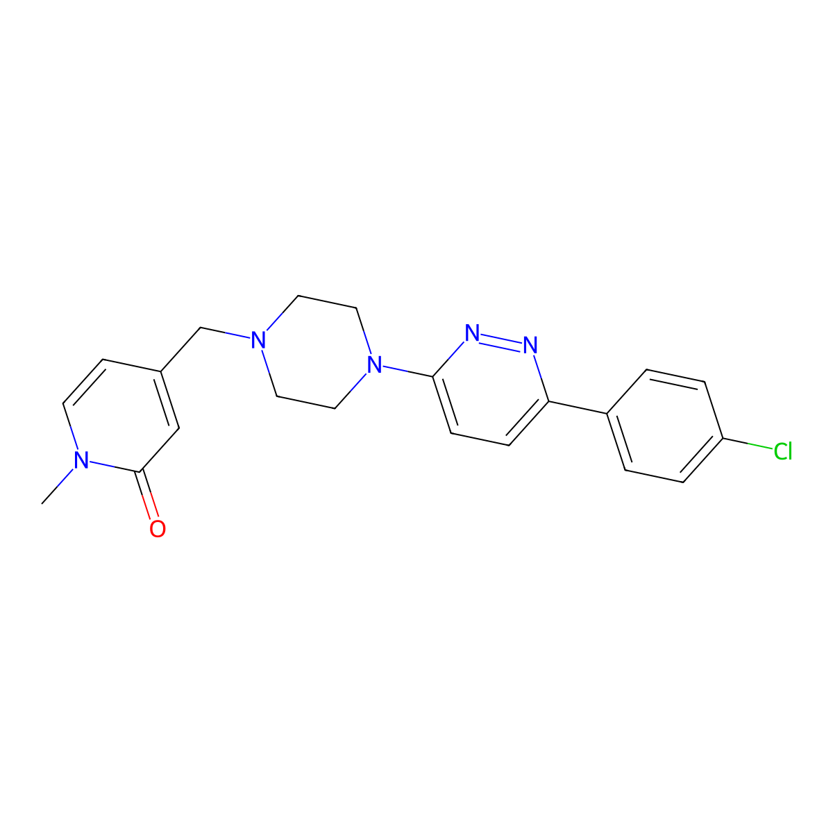 4-({4-[6-(4-Chlorophenyl)pyridazin-3-yl]piperazin-1-yl}methyl)-1-methyl-1,2-dihydropyridin-2-one molecular structure, CAS 2380079-29-6