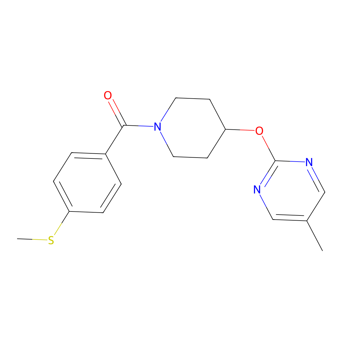 5-Methyl-2-({1-[4-(methylsulfanyl)benzoyl]piperidin-4-yl}oxy)pyrimidine molecular structure, CAS 2380079-30-9