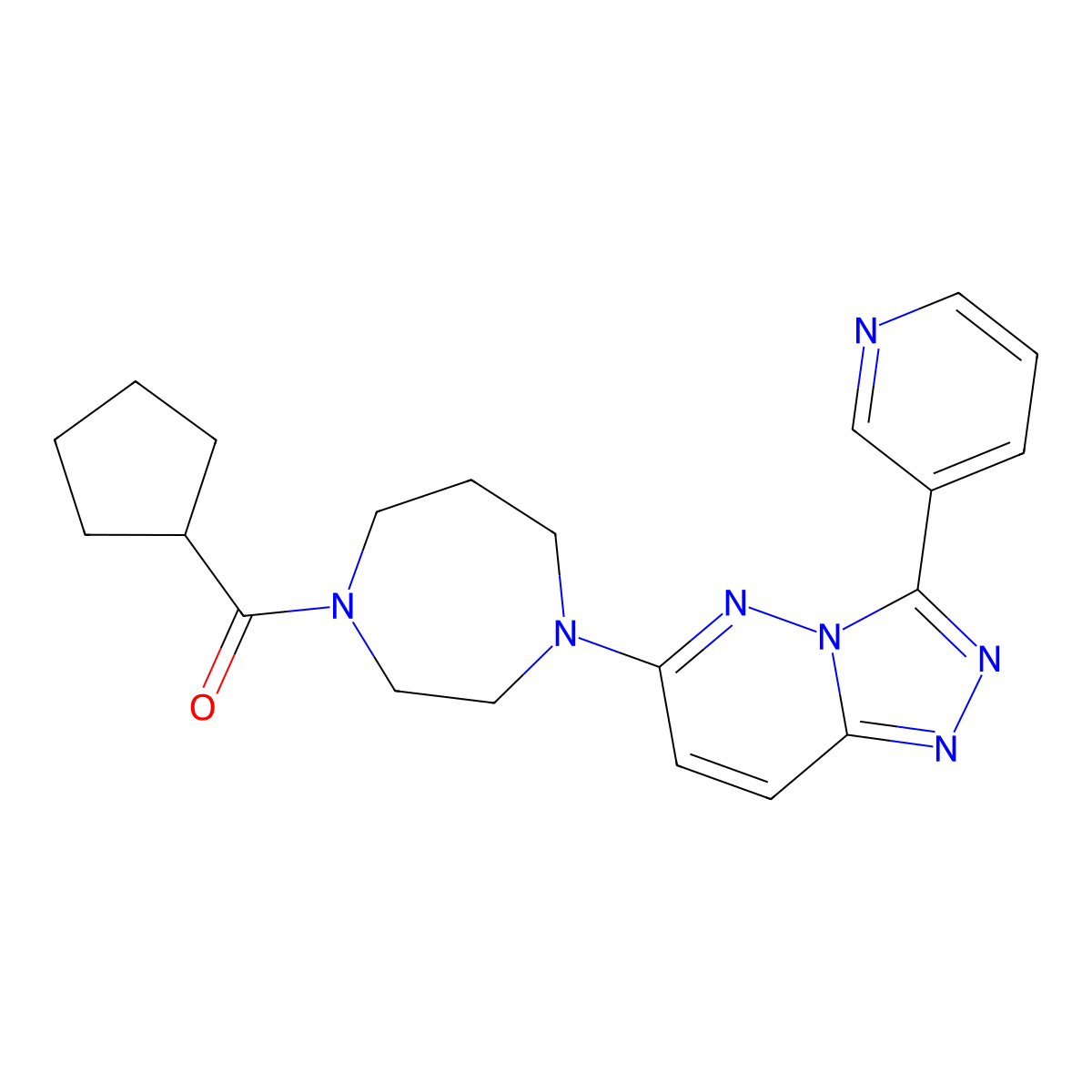 1-Cyclopentanecarbonyl-4-[3-(pyridin-3-yl)-[1,2,4]triazolo[4,3-b]pyridazin-6-yl]-1,4-diazepane molecular structure, CAS 2380079-31-0