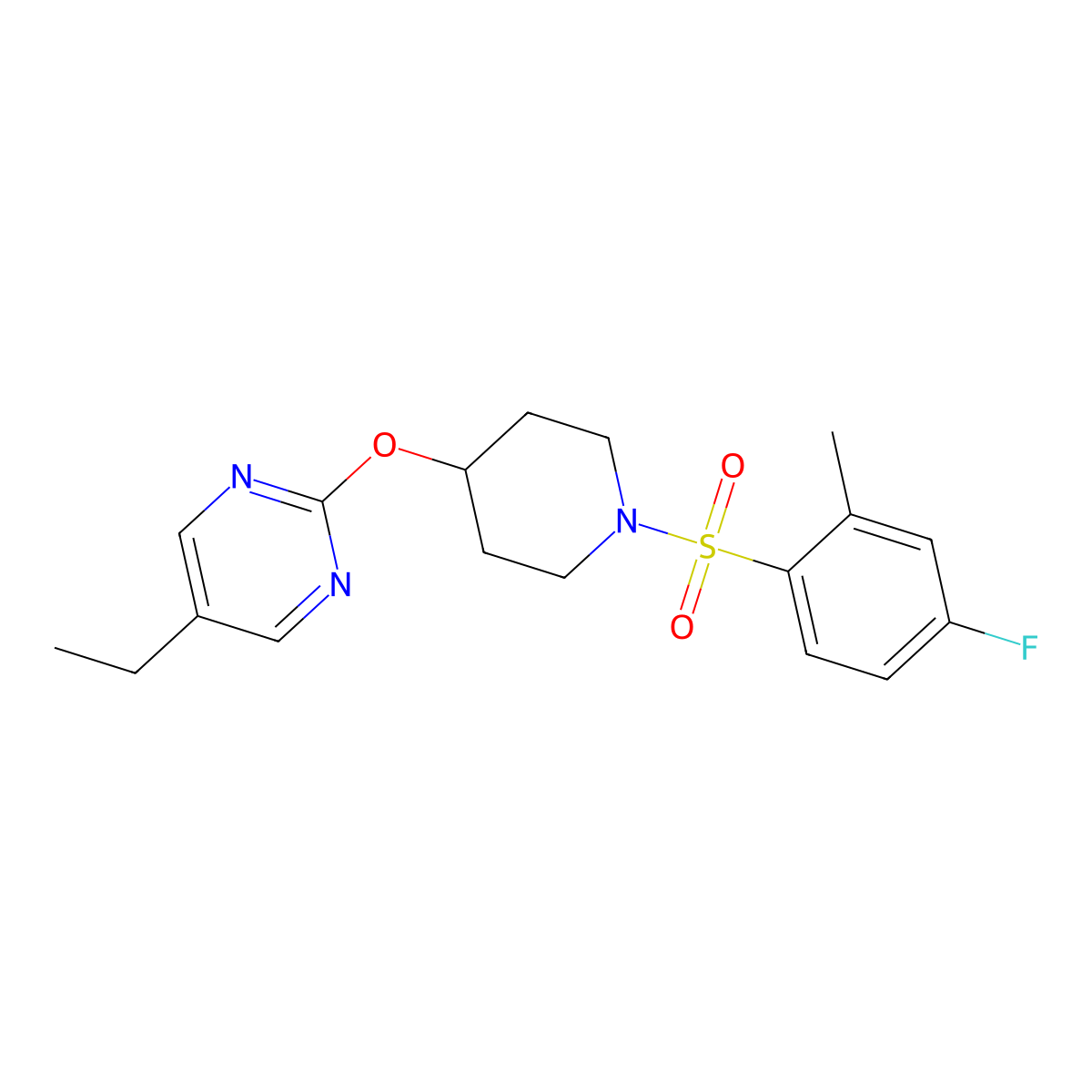5-Ethyl-2-{[1-(4-fluoro-2-methylbenzenesulfonyl)piperidin-4-yl]oxy}pyrimidine molecular structure, CAS 2380079-33-2