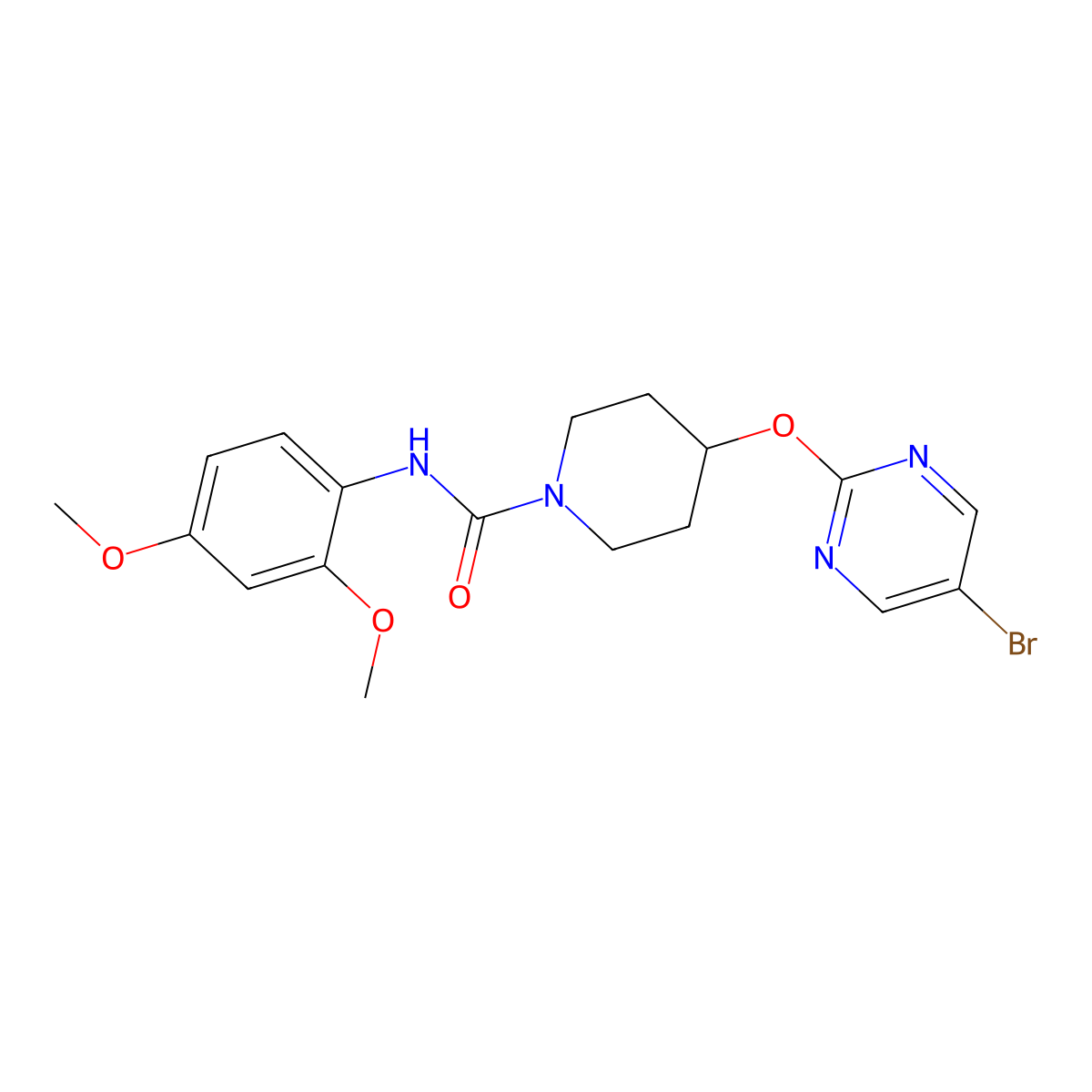 4-[(5-bromopyrimidin-2-yl)oxy]-N-(2,4-dimethoxyphenyl)piperidine-1-carboxamide molecular structure, CAS 2380079-35-4