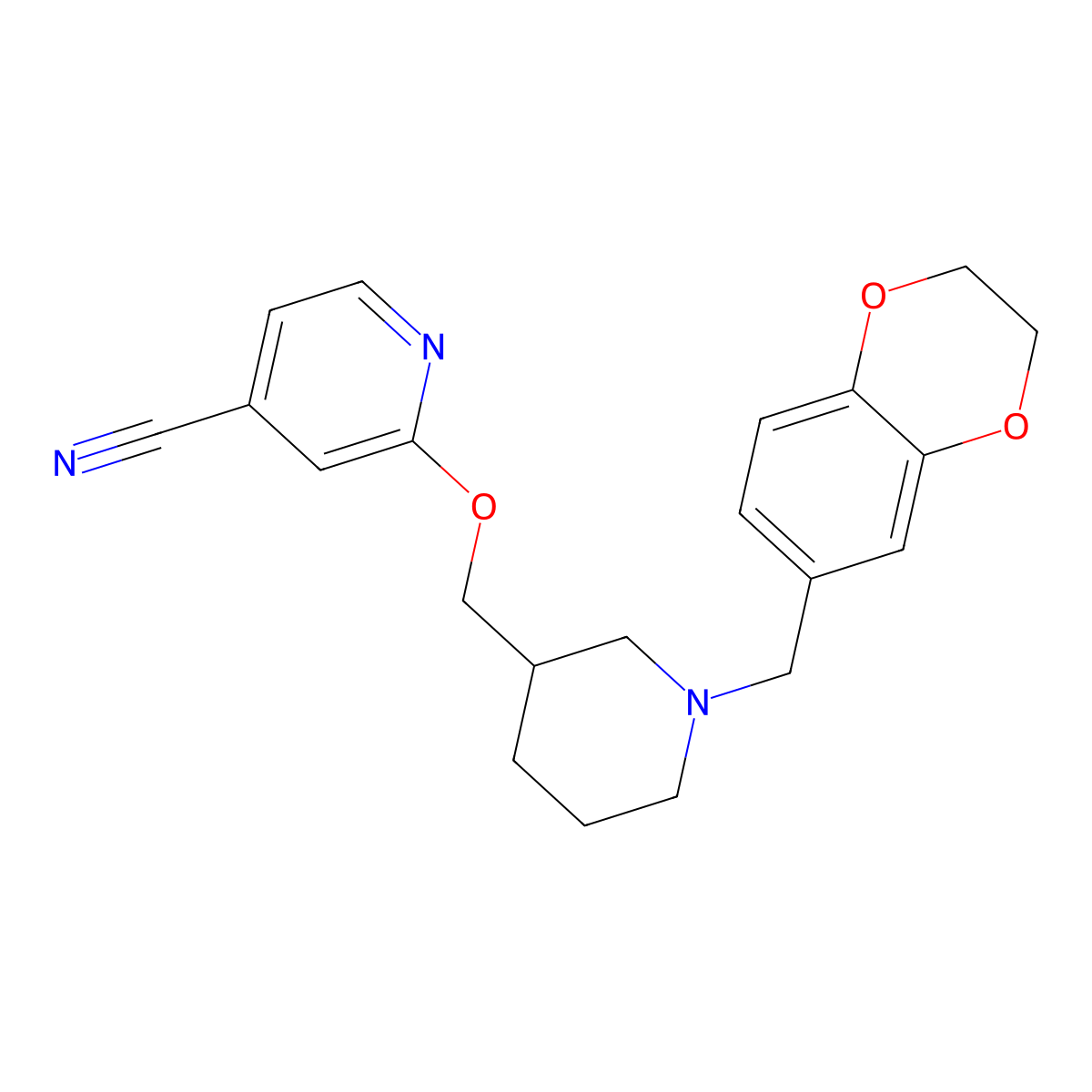 2-({1-[(2,3-Dihydro-1,4-benzodioxin-6-yl)methyl]piperidin-3-yl}methoxy)pyridine-4-carbonitrile molecular structure, CAS 2380079-37-6