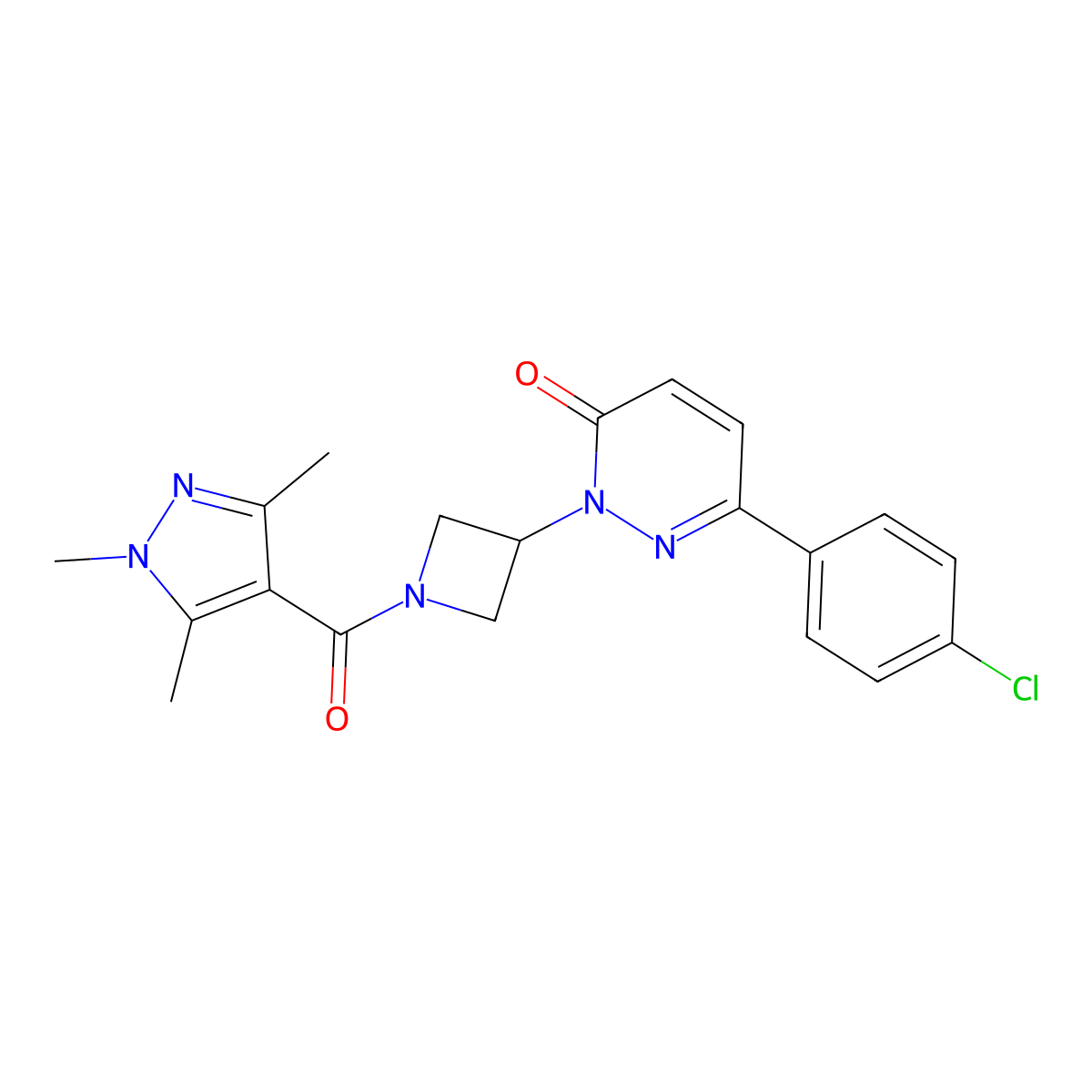 6-(4-chlorophenyl)-2-[1-(1,3,5-trimethyl-1H-pyrazole-4-carbonyl)azetidin-3-yl]-2,3-dihydropyridazin-3-one molecular structure, CAS 2380079-39-8