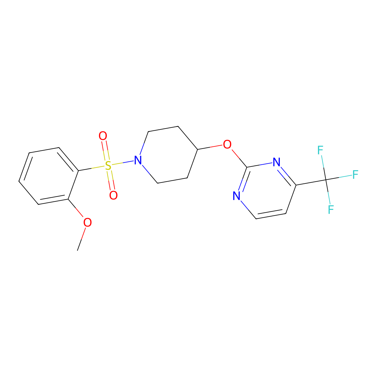 2-{[1-(2-Methoxybenzenesulfonyl)piperidin-4-yl]oxy}-4-(trifluoromethyl)pyrimidine molecular structure, CAS 2380079-46-7