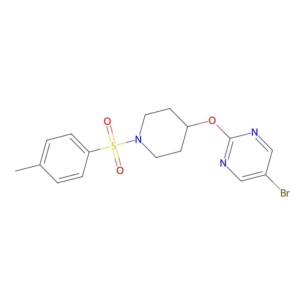 5-Bromo-2-{[1-(4-methylbenzenesulfonyl)piperidin-4-yl]oxy}pyrimidine molecular structure, CAS 2380079-64-9