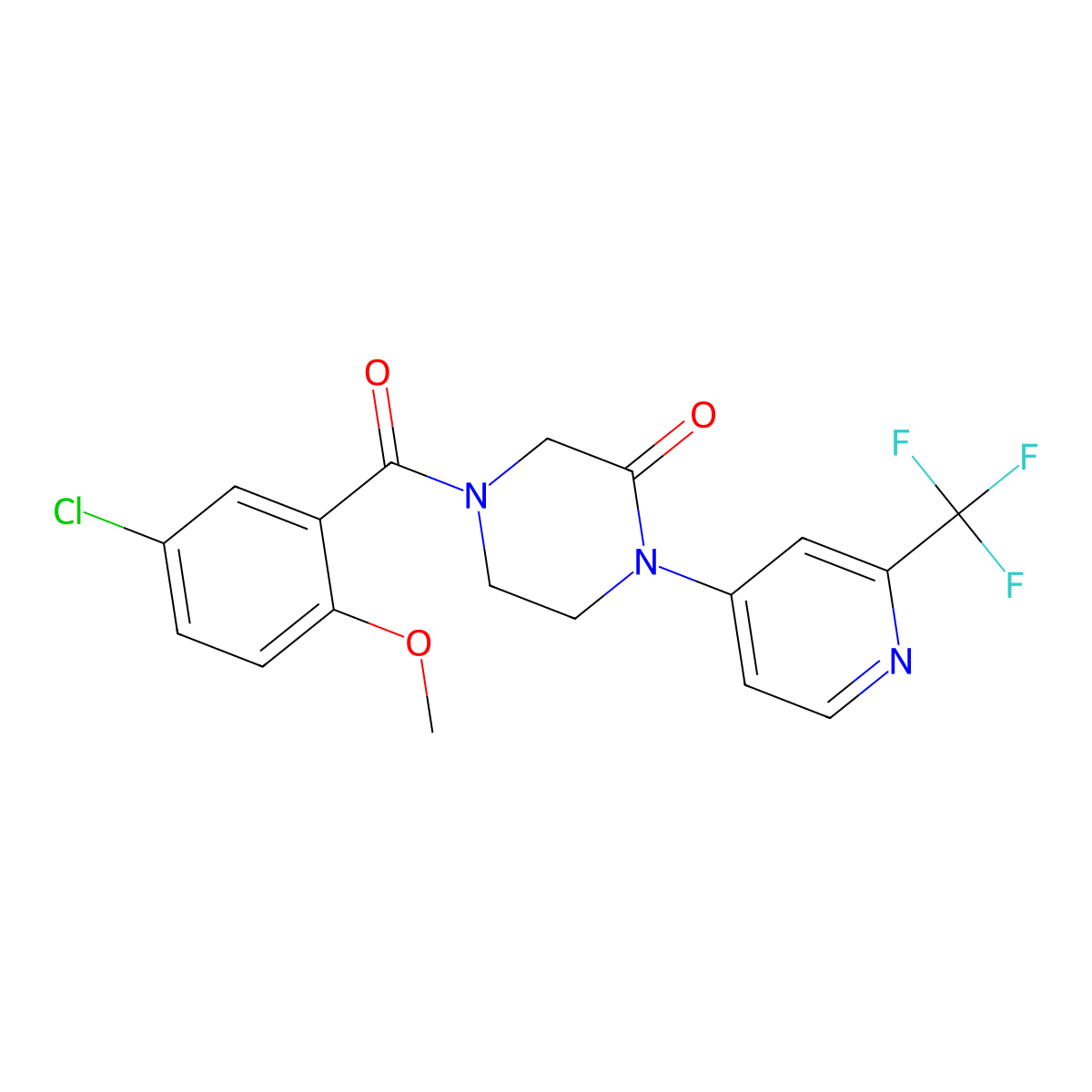 4-(5-Chloro-2-methoxybenzoyl)-1-[2-(trifluoromethyl)pyridin-4-yl]piperazin-2-one molecular structure, CAS 2380079-69-4