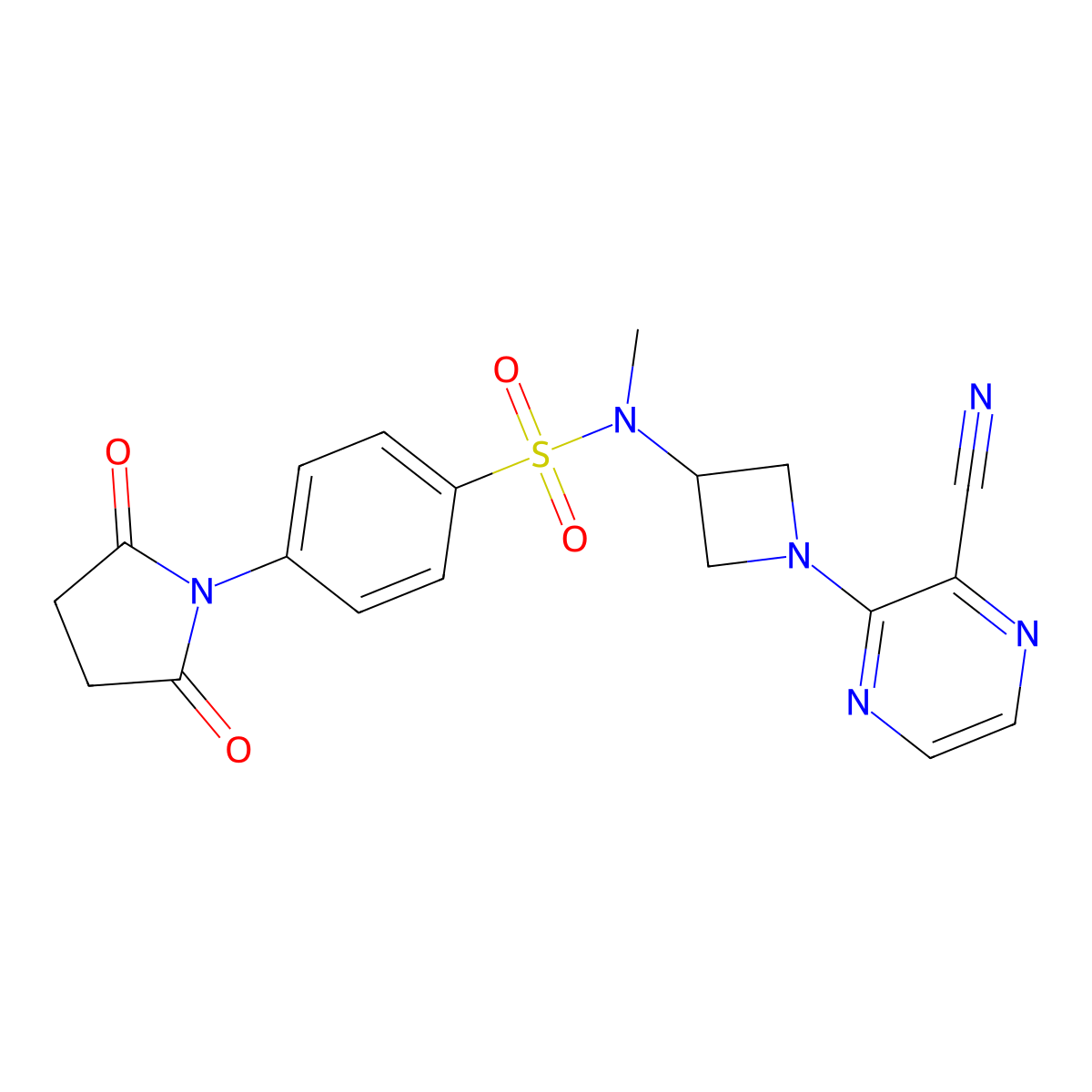 N-[1-(3-cyanopyrazin-2-yl)azetidin-3-yl]-4-(2,5-dioxopyrrolidin-1-yl)-N-methylbenzene-1-sulfonamide molecular structure, CAS 2380079-73-0