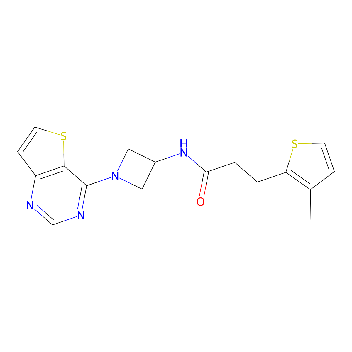3-(3-methylthiophen-2-yl)-N-(1-{thieno[3,2-d]pyrimidin-4-yl}azetidin-3-yl)propanamide molecular structure, CAS 2380079-75-2