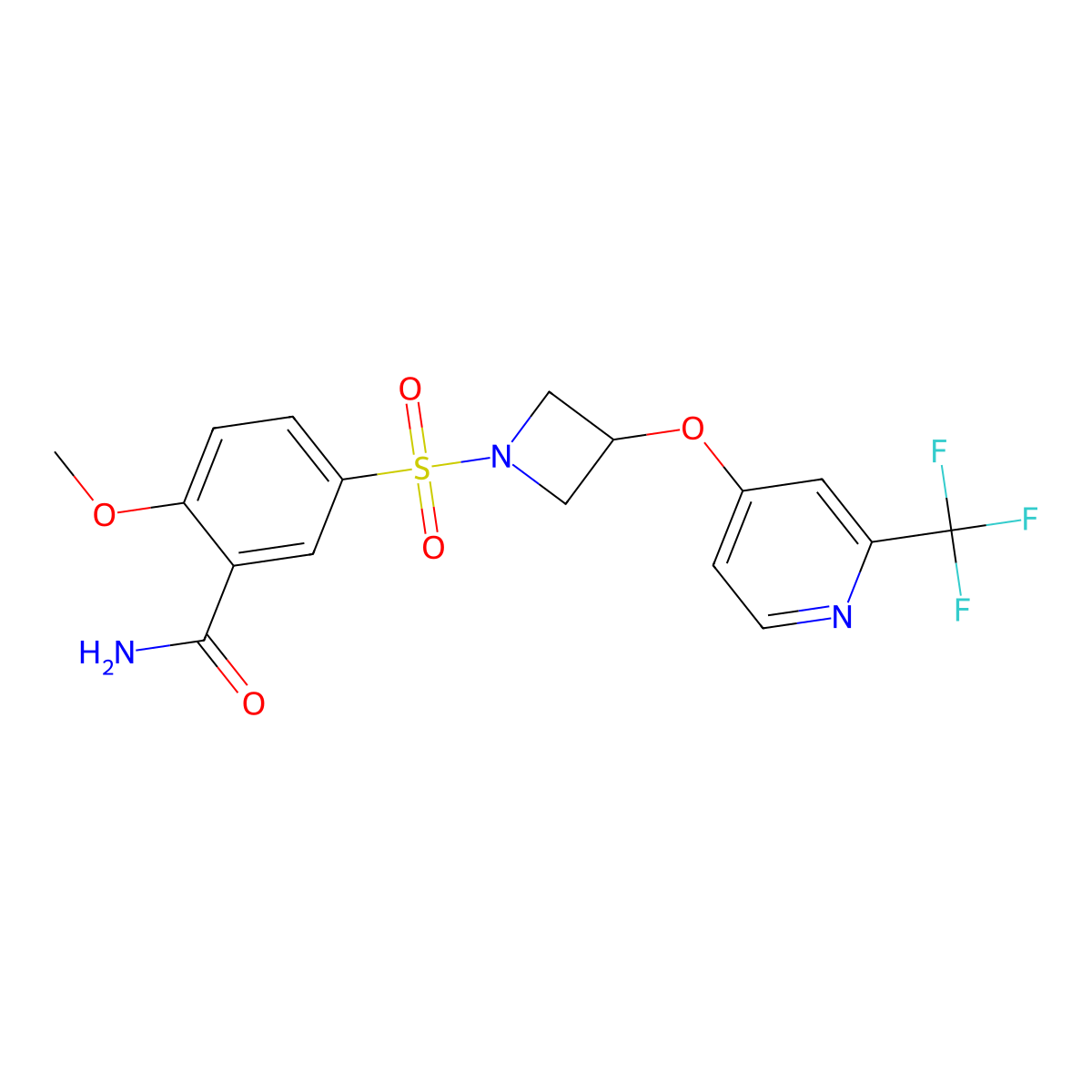 2-Methoxy-5-[(3-{[2-(trifluoromethyl)pyridin-4-yl]oxy}azetidin-1-yl)sulfonyl]benzamide molecular structure, CAS 2380079-77-4