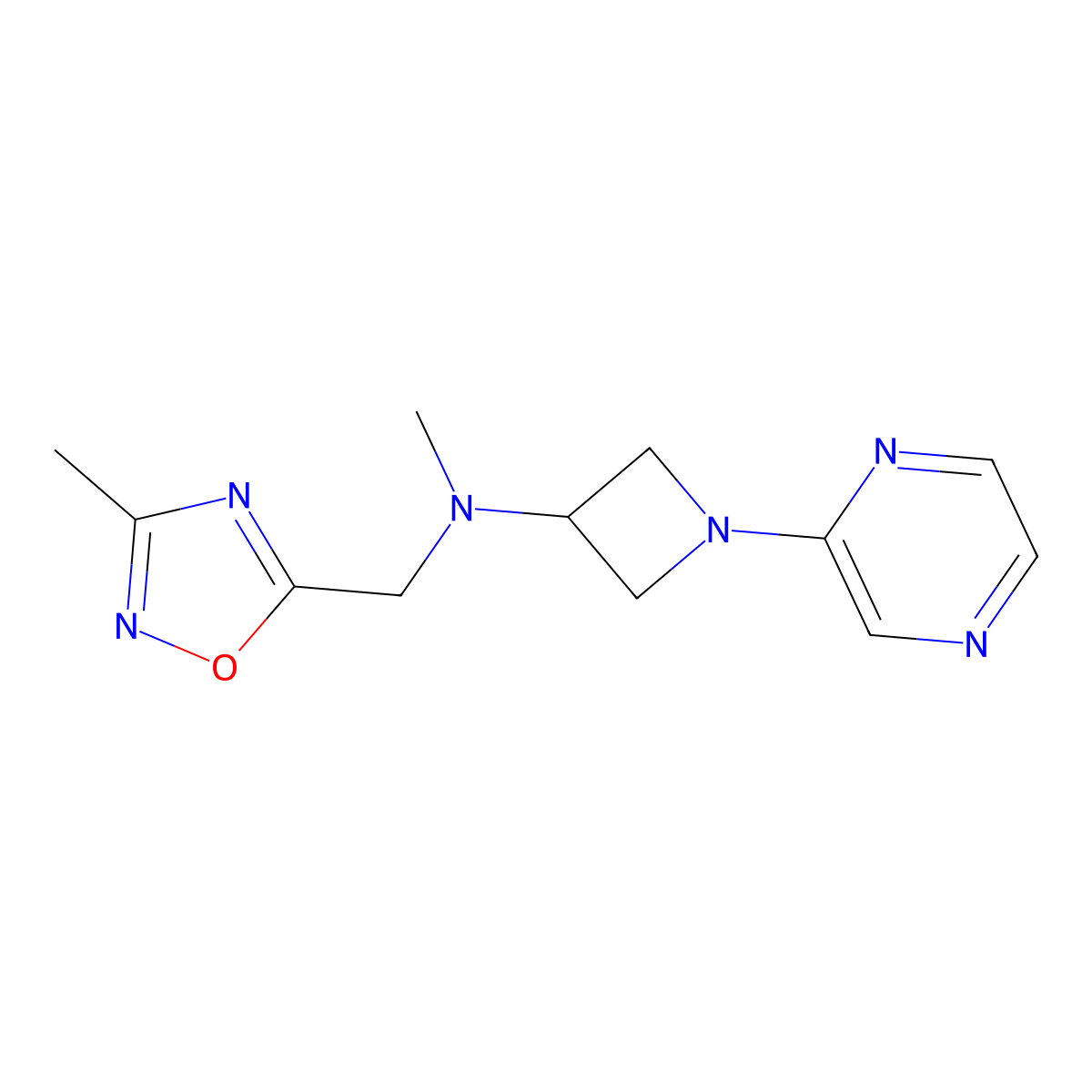 N-methyl-N-[(3-methyl-1,2,4-oxadiazol-5-yl)methyl]-1-(pyrazin-2-yl)azetidin-3-amine molecular structure, CAS 2380079-78-5