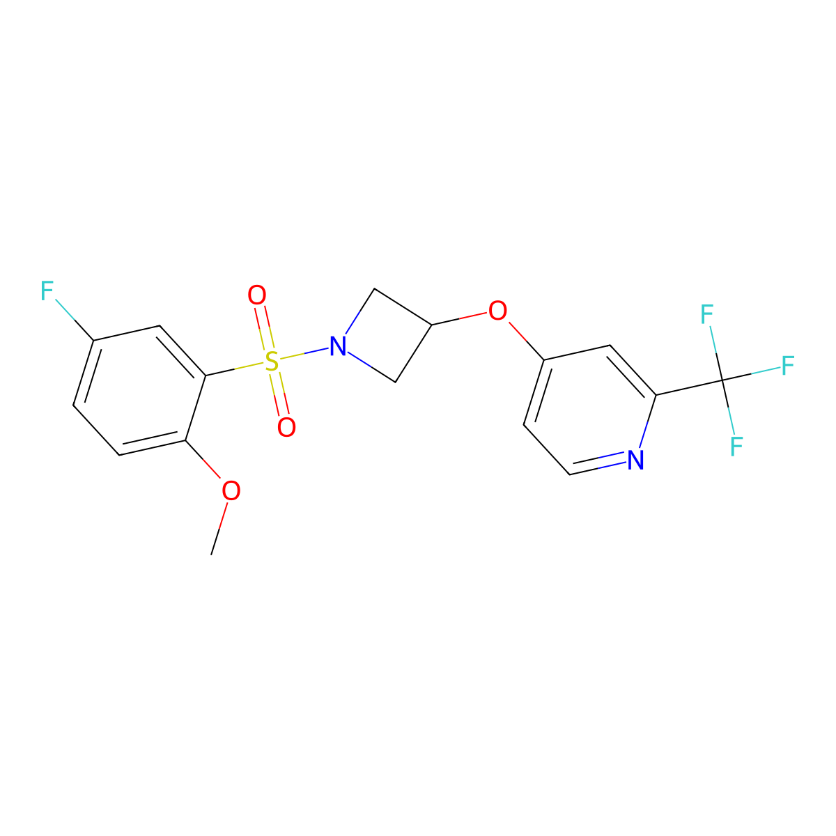 4-{[1-(5-Fluoro-2-methoxybenzenesulfonyl)azetidin-3-yl]oxy}-2-(trifluoromethyl)pyridine molecular structure, CAS 2380079-86-5