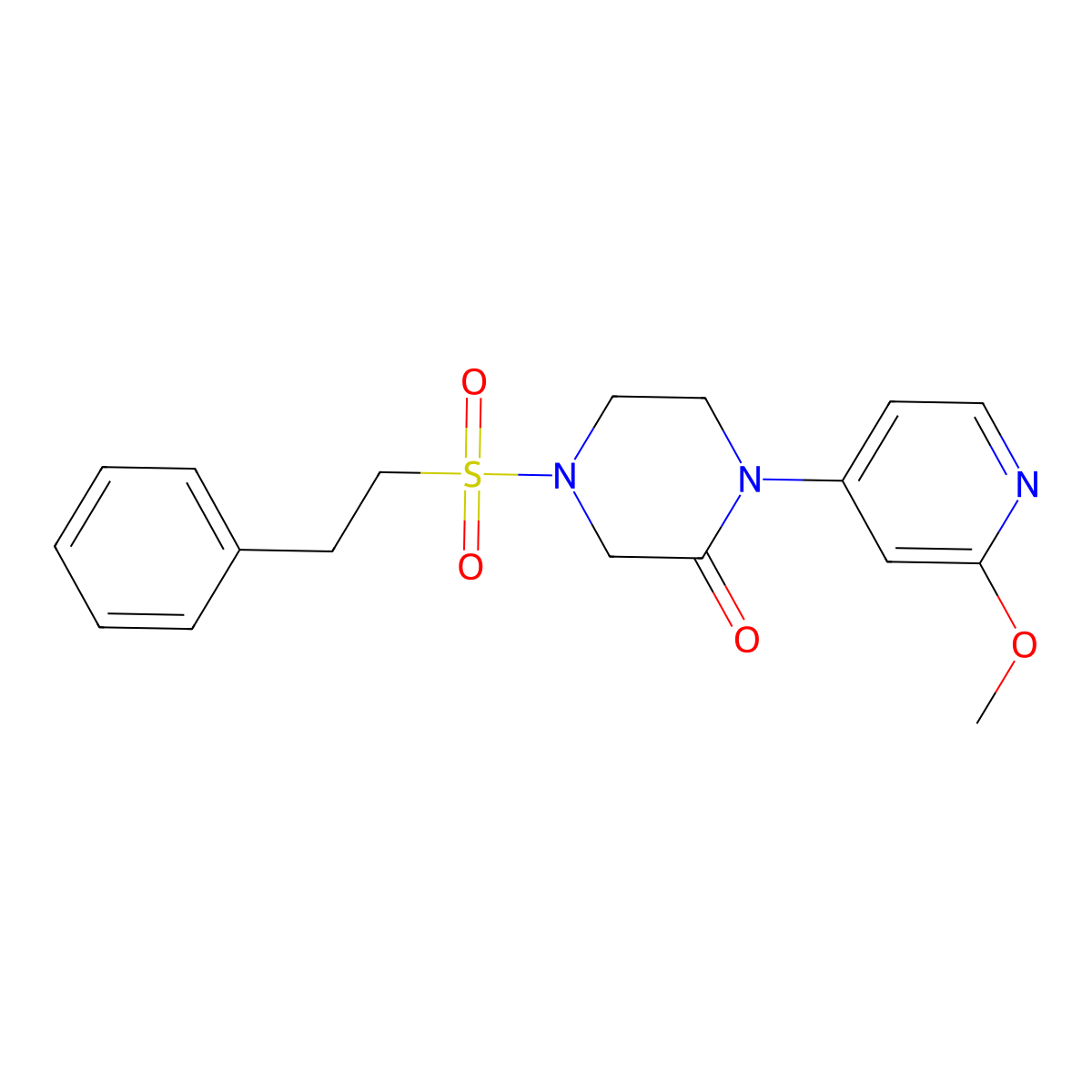 1-(2-Methoxypyridin-4-yl)-4-(2-phenylethanesulfonyl)piperazin-2-one molecular structure, CAS 2380079-89-8