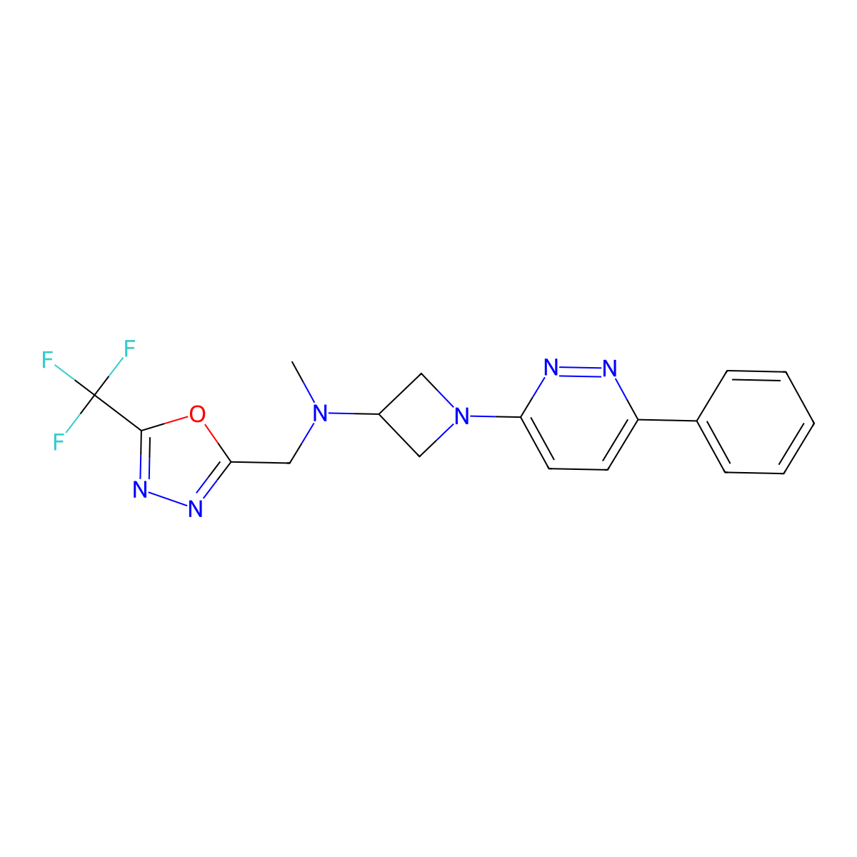 N-methyl-1-(6-phenylpyridazin-3-yl)-N-{[5-(trifluoromethyl)-1,3,4-oxadiazol-2-yl]methyl}azetidin-3-amine molecular structure, CAS 2380079-97-8
