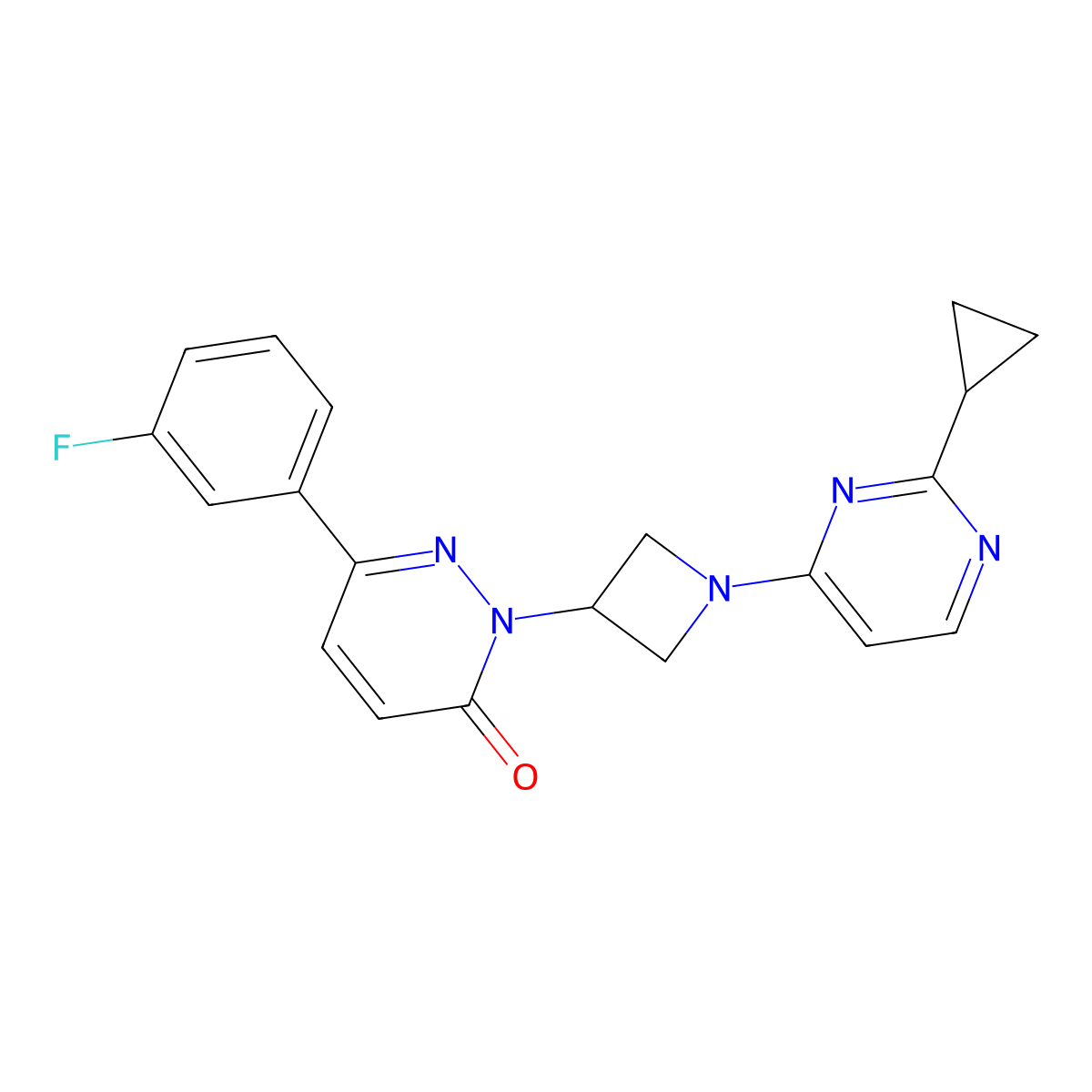 2-[1-(2-Cyclopropylpyrimidin-4-yl)azetidin-3-yl]-6-(3-fluorophenyl)-2,3-dihydropyridazin-3-one molecular structure, CAS 2380080-00-0
