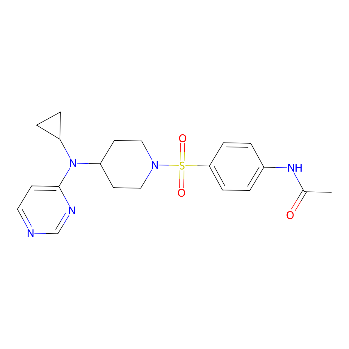N-[4-({4-[cyclopropyl(pyrimidin-4-yl)amino]piperidin-1-yl}sulfonyl)phenyl]acetamide molecular structure, CAS 2380080-04-4